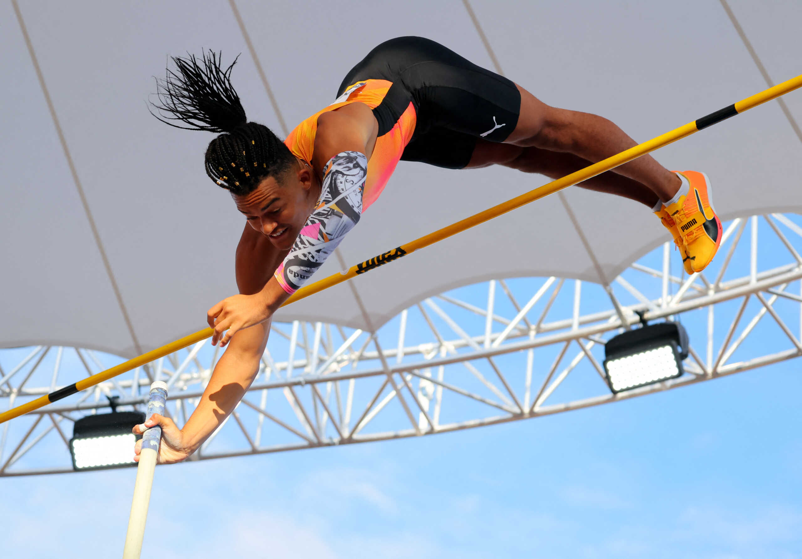 Athletics - Diamond League - Lausanne - Men's Pole Vault - Place de la Navigation, Lausanne, Switzerland - August 21, 2024 Greece's Emmanouil Karalis in action REUTERS