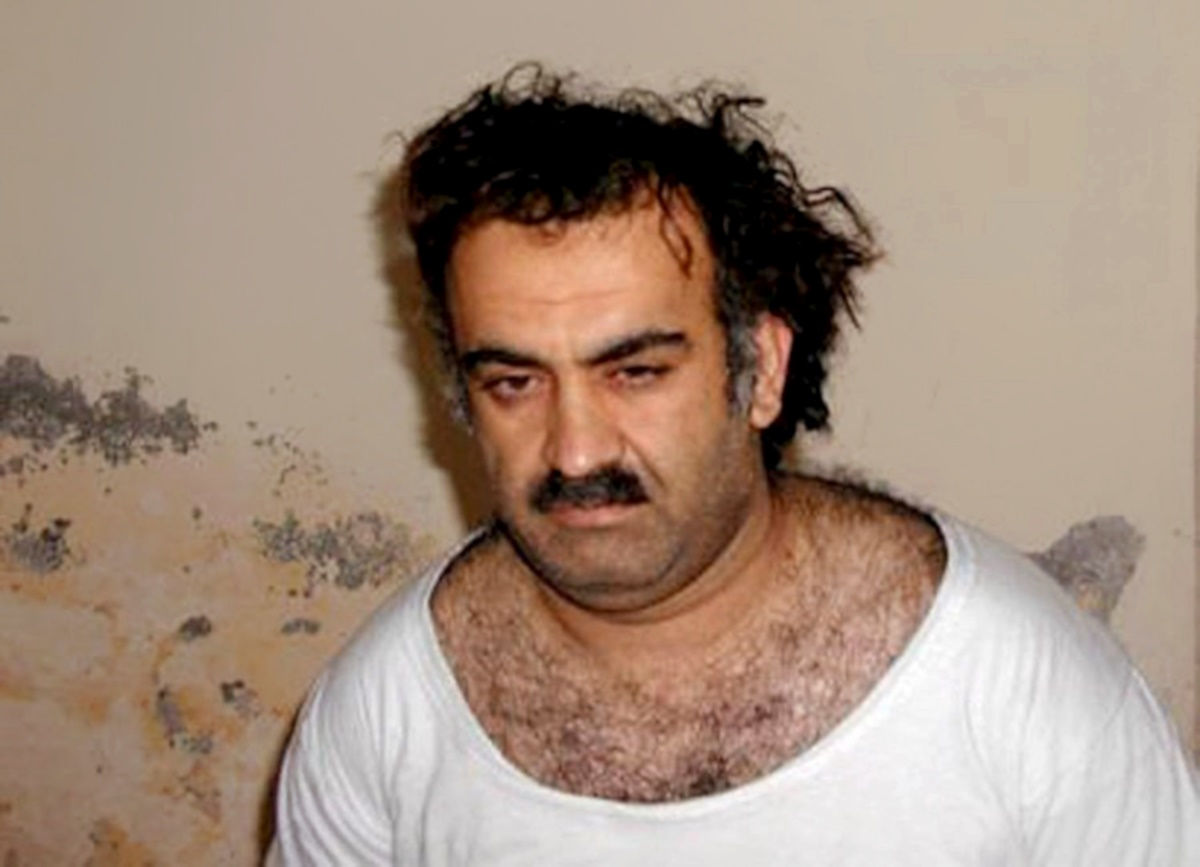 epa00956760 A handout photo obtained 01 March 2003, shows  Al-Qaeda operative Khalid Sheikh Mohammed shortly after his capture, in Rawalpindi, Pakistan. Khalid Sheikh Mohammed the alleged mastermind of the 9