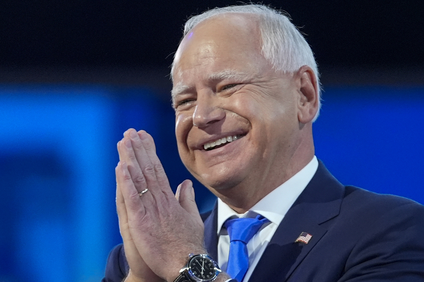 Democratic vice presidential nominee Minnesota Gov. Tim Walz speaks during the Democratic National Convention Wednesday, Aug. 21, 2024, in Chicago. (AP Photo