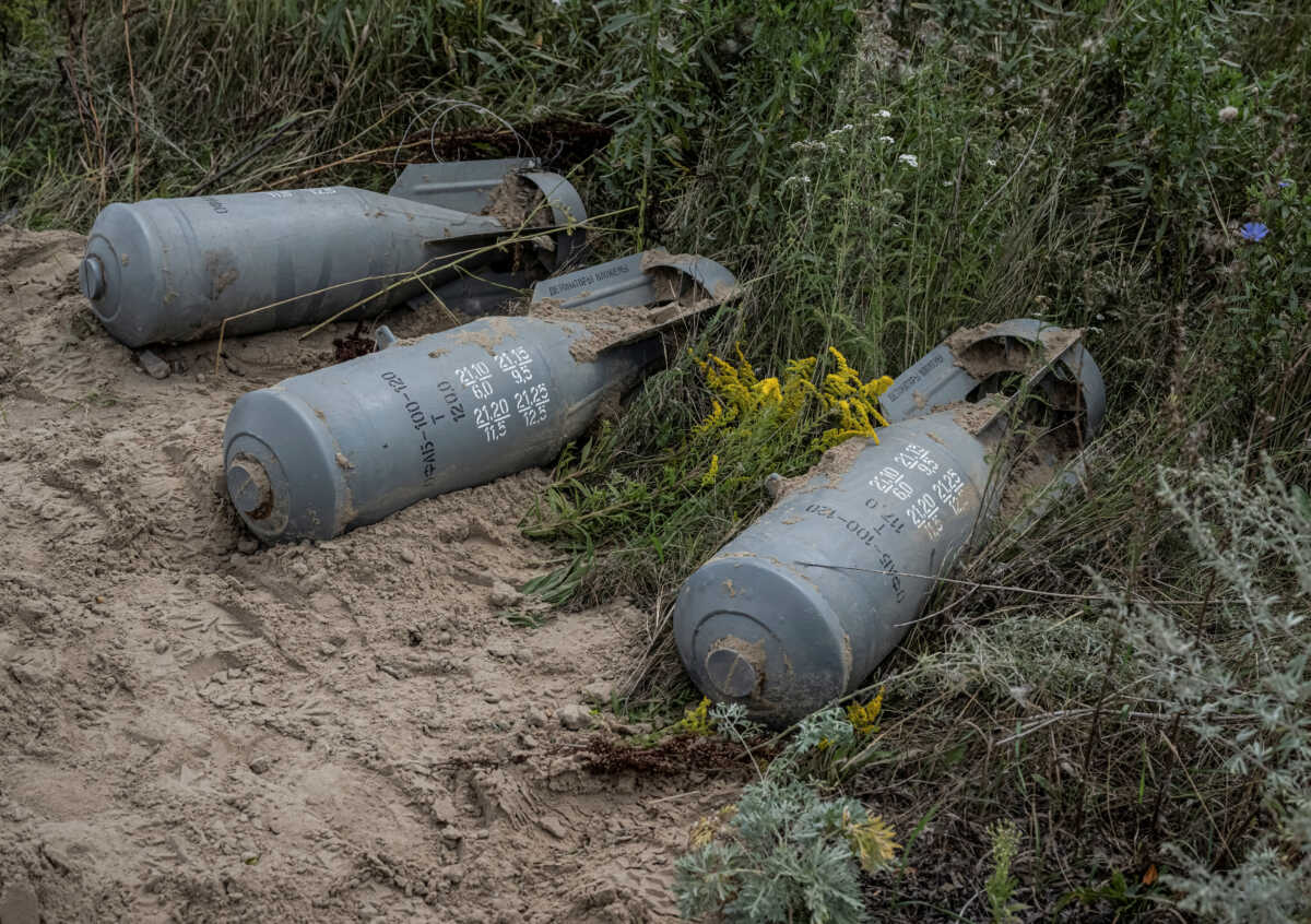 Russian bombs lie on the ground, amid Russia's attack on Ukraine, near the Russian border in Sumy region, Ukraine August 13, 2024. REUTERS