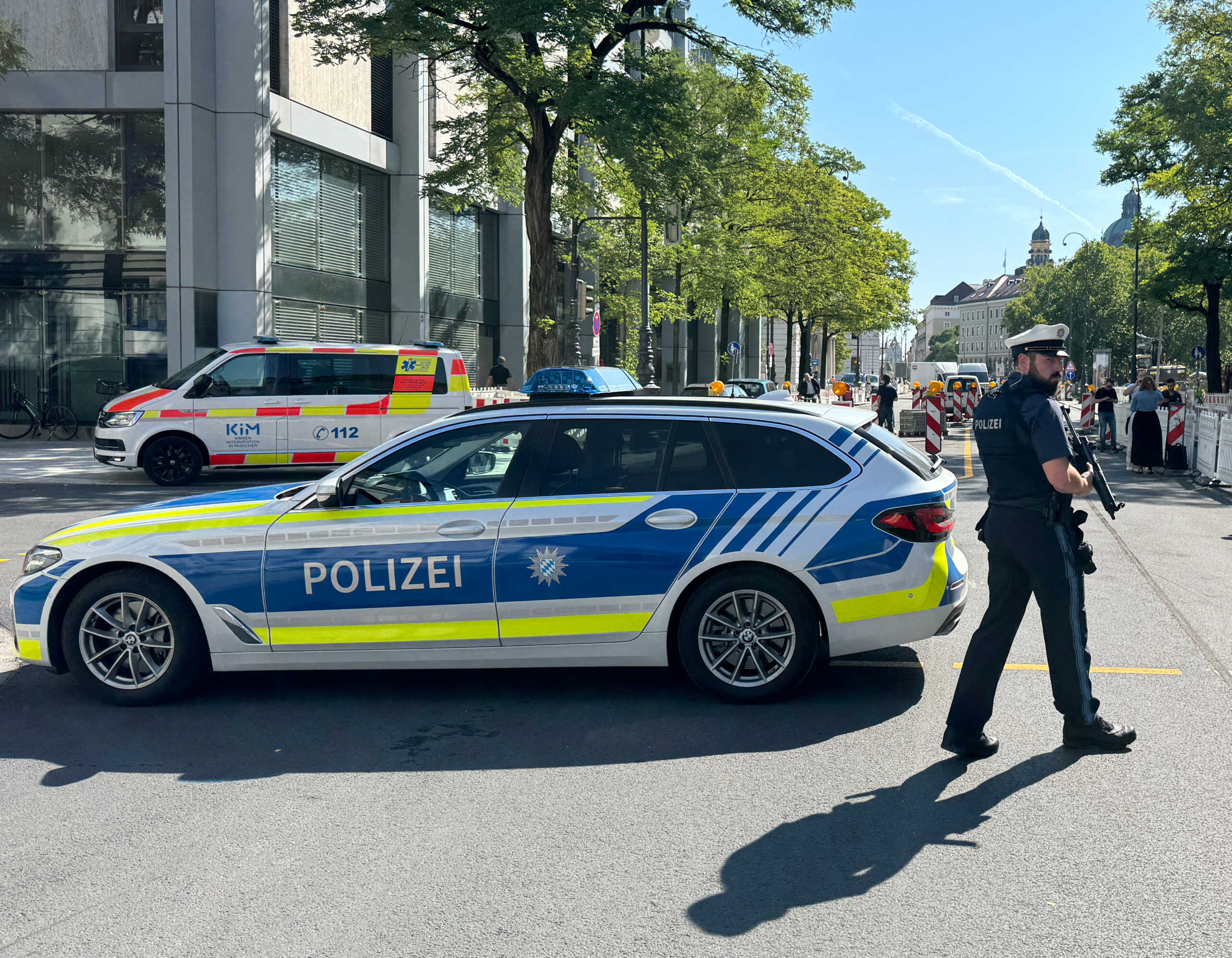 Police secures the area after German police opened fire on a suspect after seeing someone who appeared to be carrying a gun near the Israeli consulate and a Nazi history museum in central Munich, Germany, September 5, 2024.     REUTERS