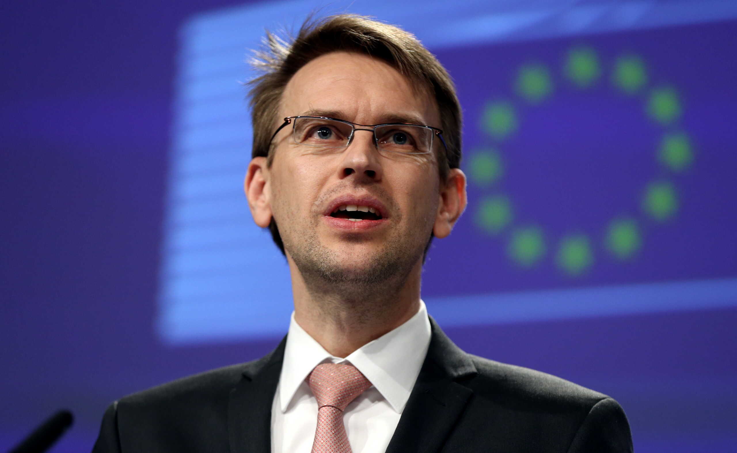 BRUSSELS, BELGIUM - MARCH 05: European Commission Lead Spokesperson for Foreign Affairs and Security Policy Peter Stano speaks during a conference in Brussels, Belgium on March 05, 2020. (Photo by Dursun Aydemir