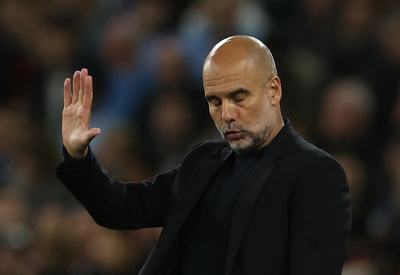 Soccer Football - Champions League - Manchester City v Inter Milan - Etihad Stadium, Manchester, Britain - September 18, 2024 Manchester City manager Pep Guardiola reacts REUTERS