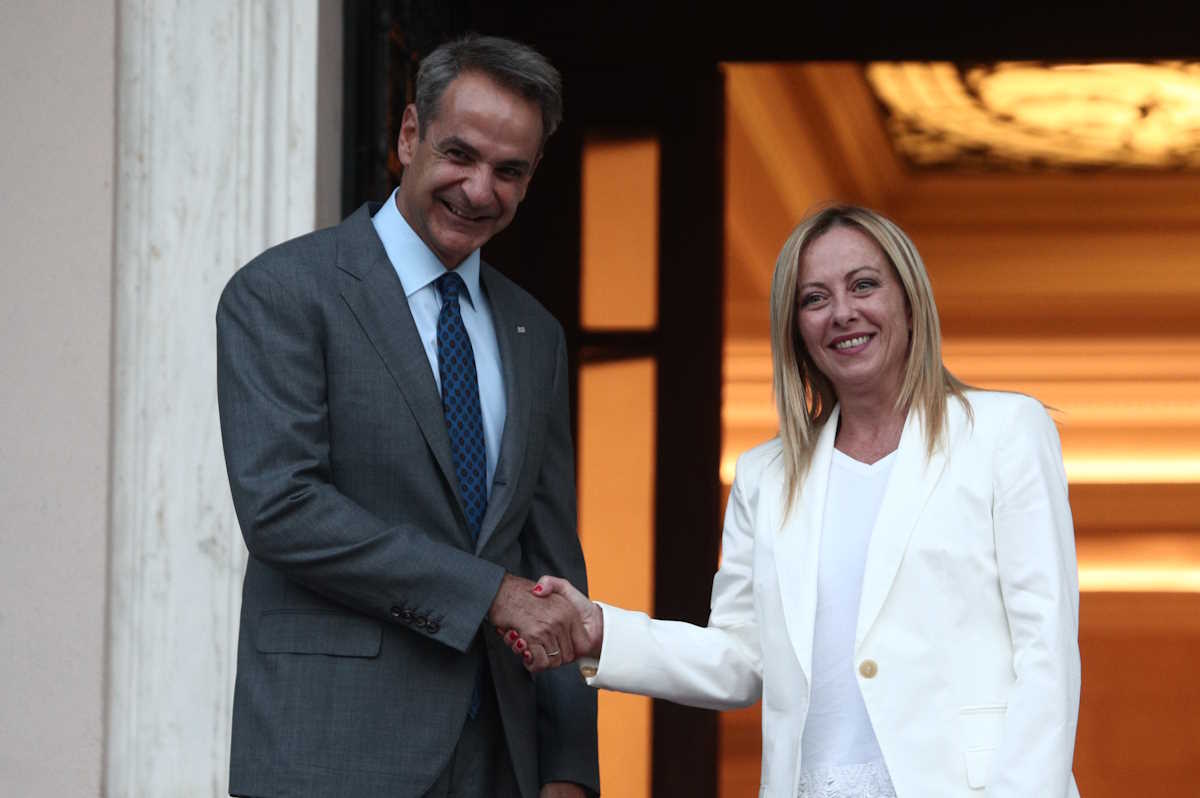 Συνάντηση του Πρωθυπουργού Κυριάκου Μητσοτάκη με τη Πρωθυπουργό της Ιταλίας Τζόρτζια Μελόνι.  Πέμπτη 31 Αυγούστου 2023   (ΣΩΤΗΡΗΣ ΔΗΜΗΤΡΟΠΟΥΛΟΣ