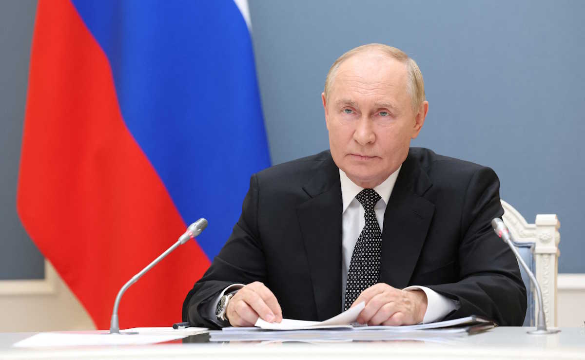 Russia's President Vladimir Putin observes the strategic command and staff navy exercises "Ocean 2024" via a video link in Moscow, Russia September 10, 2024. Sputnik