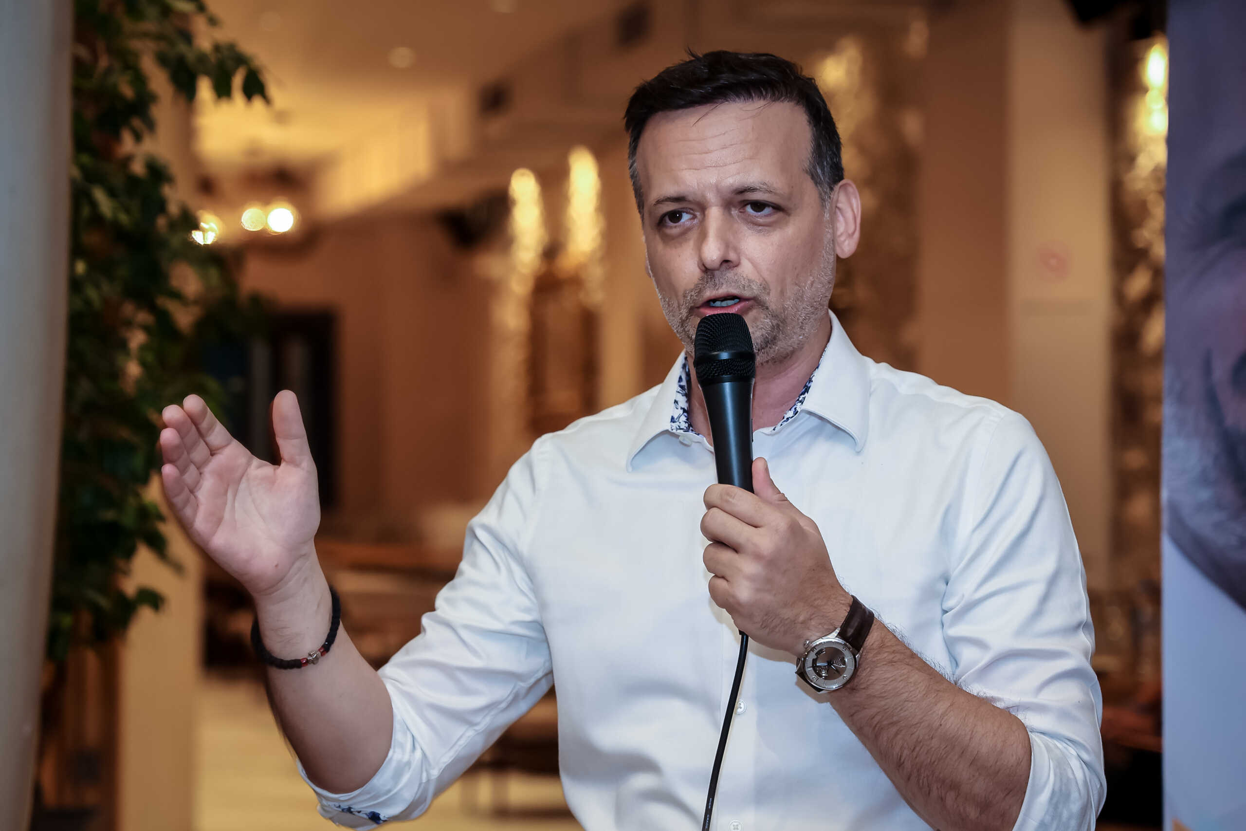 Ομιλία του Χάρη Δούκα, υποψήφιου για τη προεδρία του ΠΑΣΟΚ - Κινήματος Αλλαγής στο Ηράκλειο Κρήτης. 31 Ιουλίου 2024 (ΣΤΕΦΑΝΟΣ ΡΑΠΑΝΗΣ