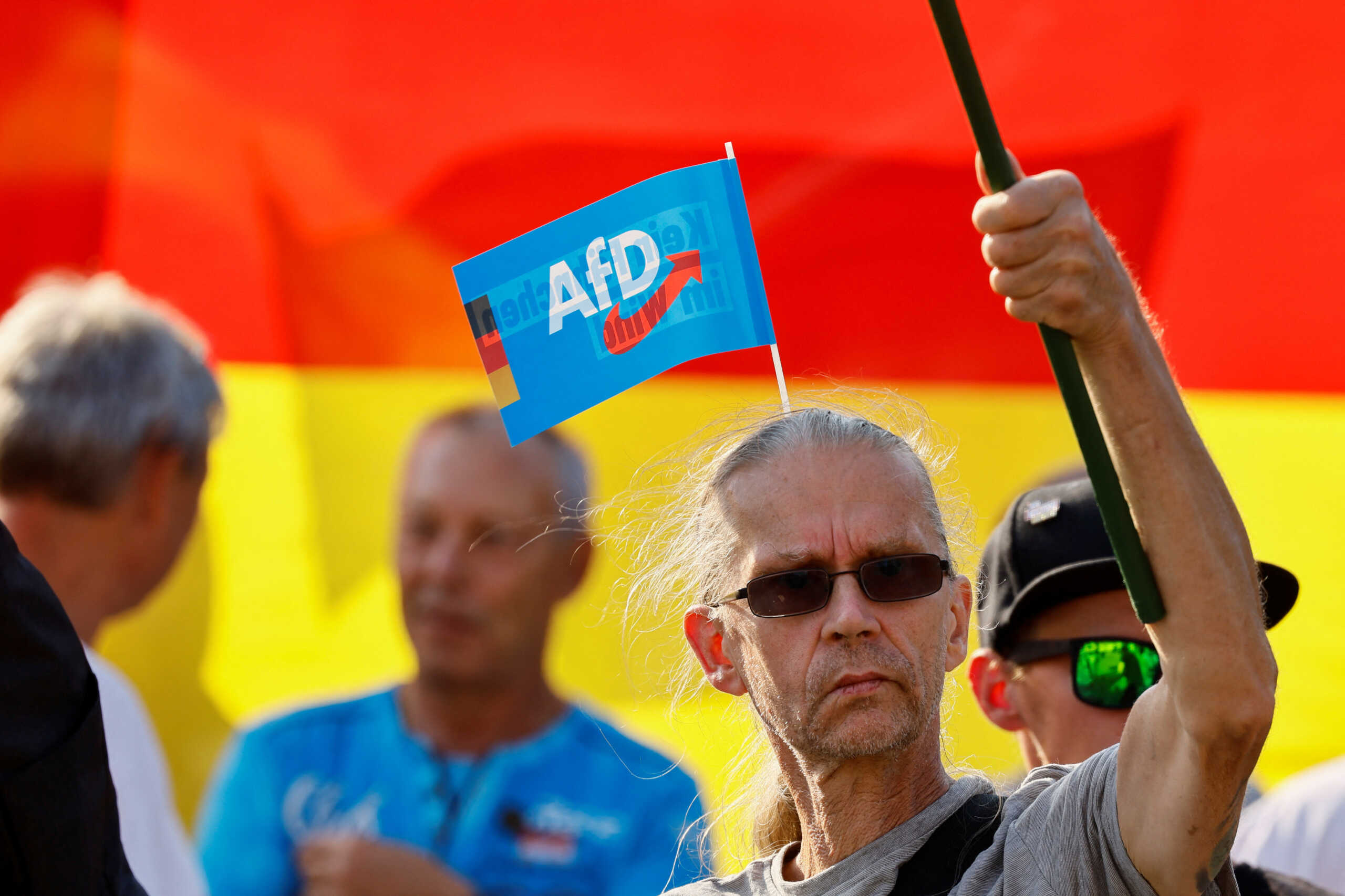 People attend an election campaign rally for the Thuringia state elections, in Erfurt, Germany August 31, 2024. REUTERS