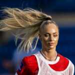 epa11482115 Switzerland's forward Alisha Lehmann warms up during the UEFA Women's European Qualifiers League B Group B1 soccer match between Switzerland and Azerbaijan, at the stade olympique de la Pontaise stadium, in Lausanne, Switzerland, 16 July 2024.  EPA