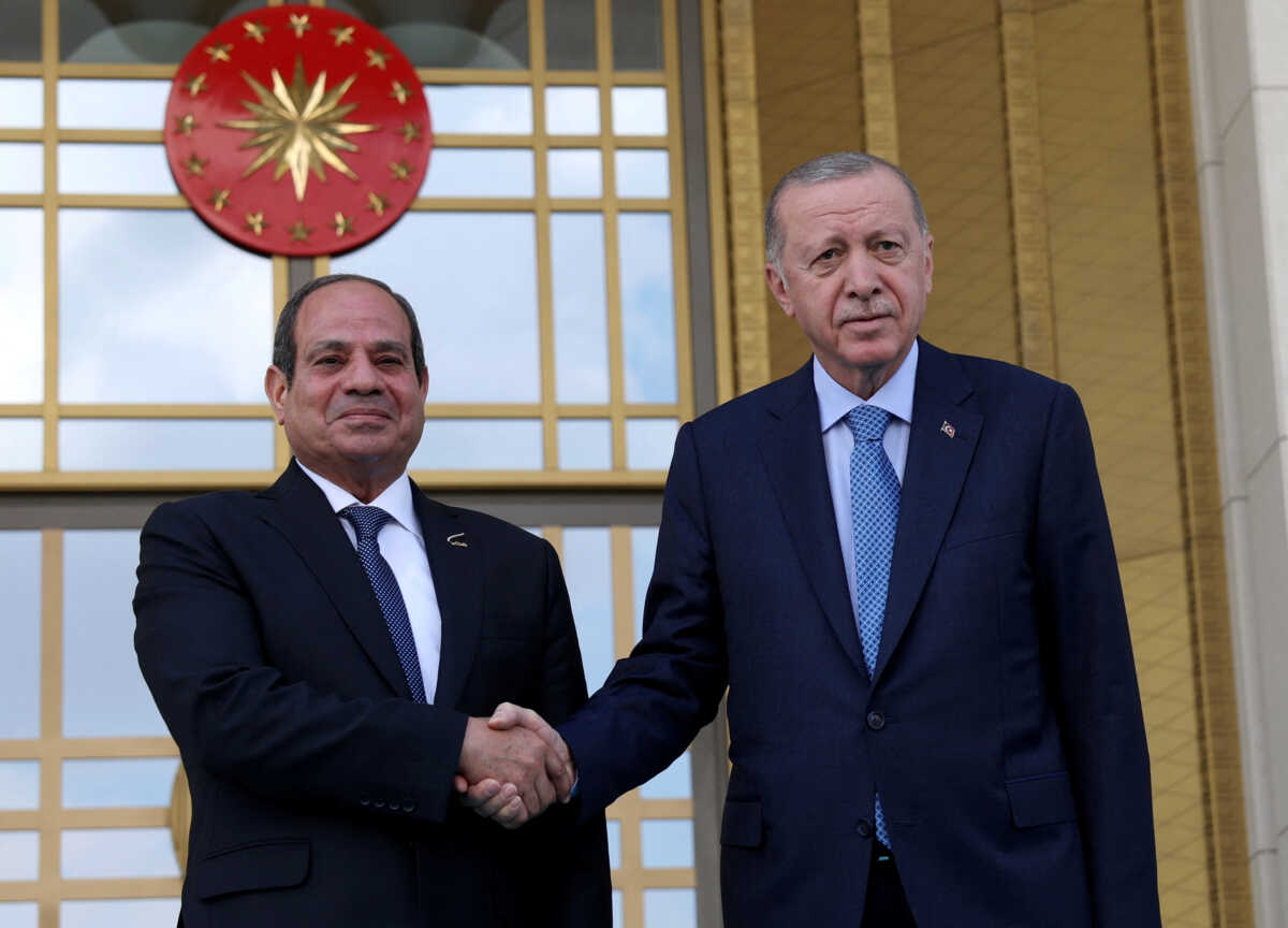 Turkey’s President Tayyip Erdogan welcomes Egyptian President Abdel Fattah al-Sisi at the Presidential Palace in Ankara, Turkey September 4, 2024. REUTERS