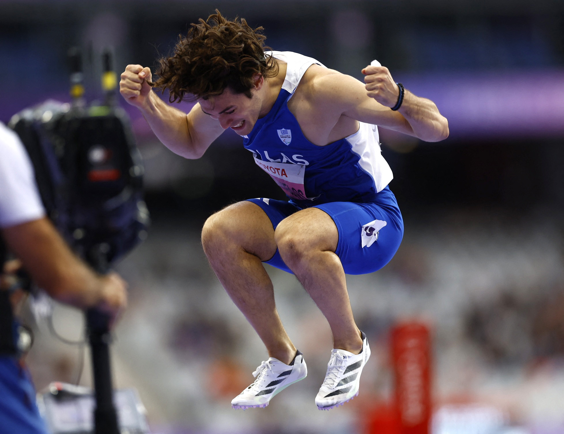 Paris 2024 Paralympics - Athletics - Men's 100m - T11 Final - Stade de France, Saint-Denis, France - September 5, 2024 Athanasios Ghavelas of Greece celebrates after winning gold REUTERS