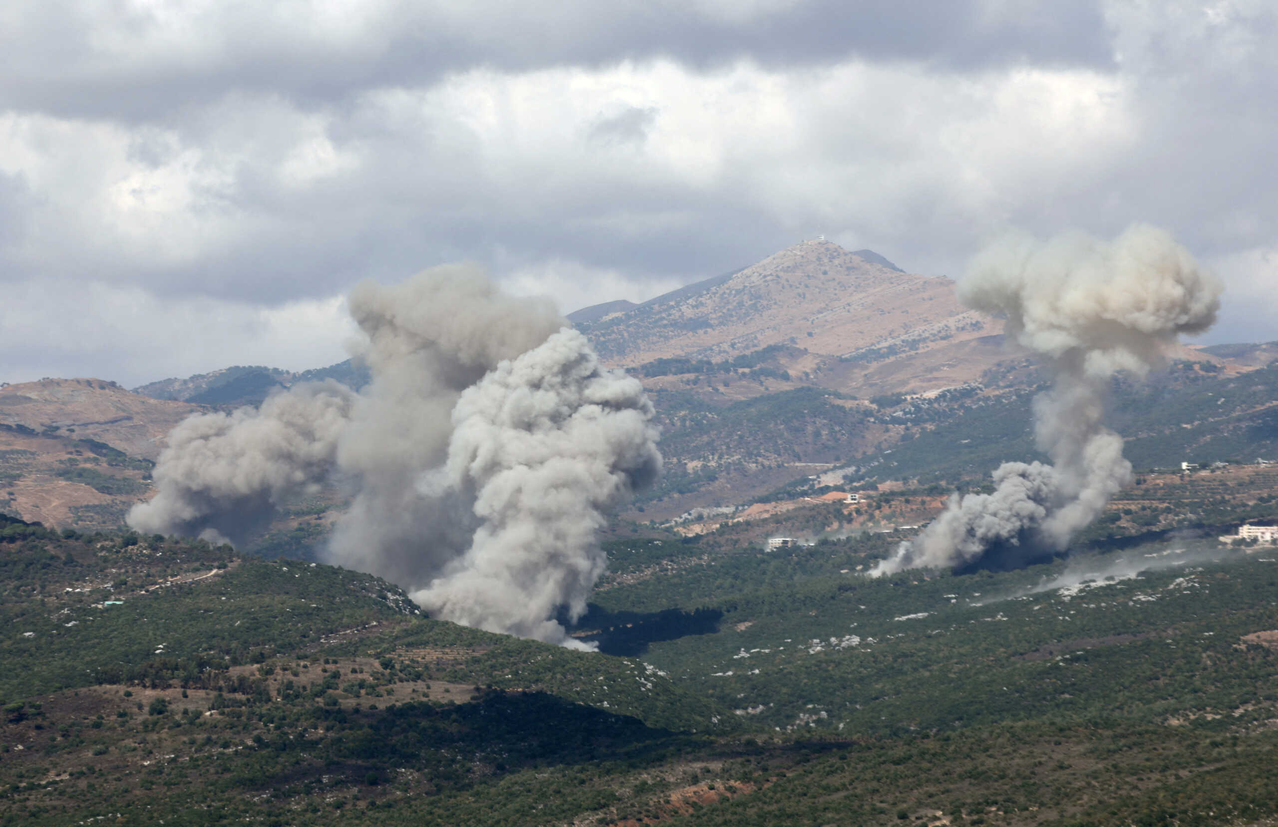 Smoke rises from Jabal al-Rihan, amid ongoing cross-border hostilities between Hezbollah and Israeli forces, as pictured from Marjayoun, near the border with Israel, September 21, 2024. REUTERS