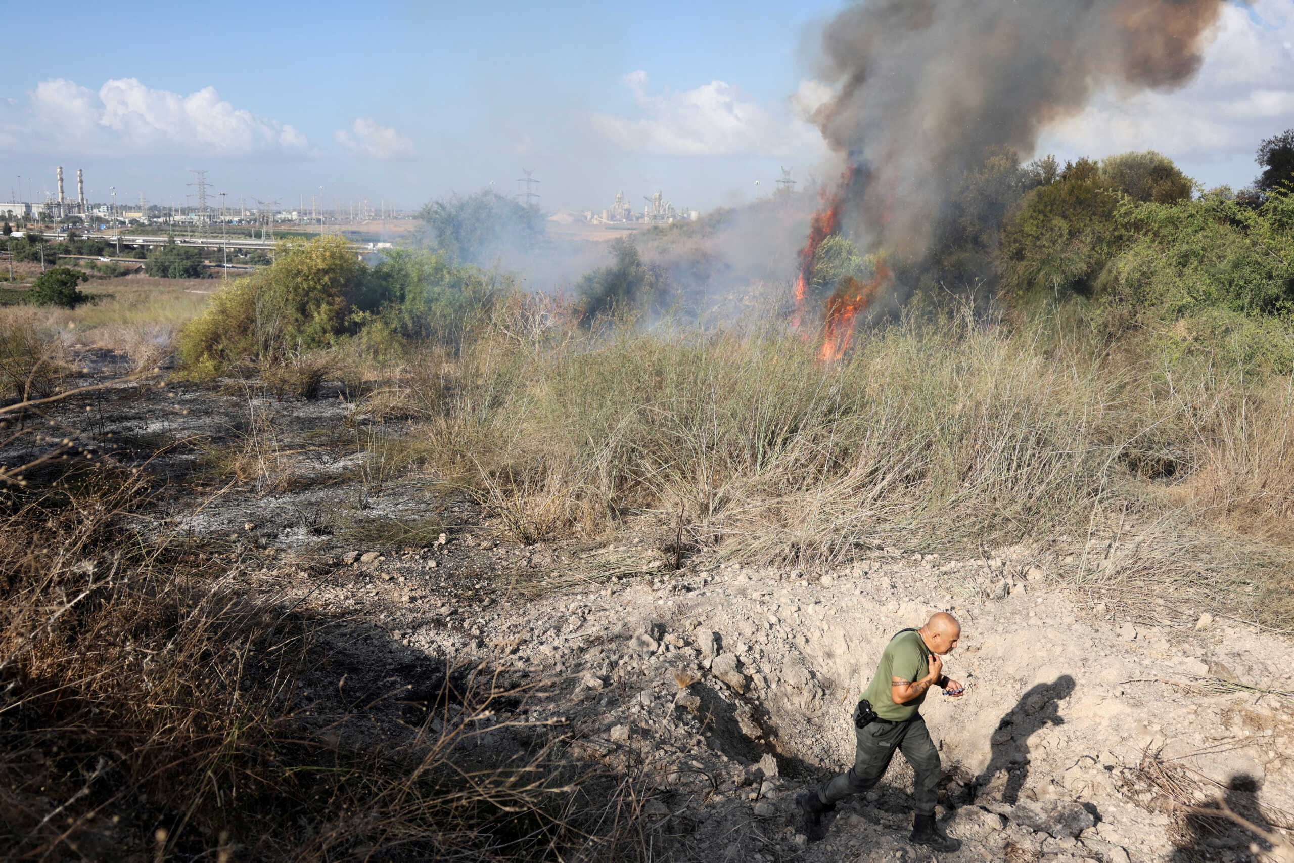 Smoke billows after a missile attack from Yemen in central Israel, September 15, 2024. REUTERS