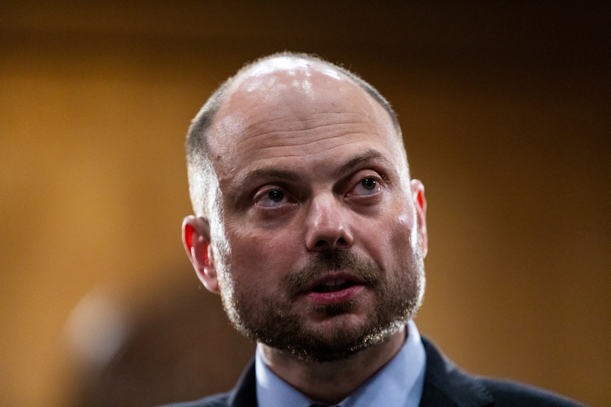 Russian dissident and recently released prisoner Vladimir Kara-Murza speaks during an event held to advocate for the return of political prisoners held in Russia, on Capitol Hill in Washington, U.S., September 17, 2024. REUTERS