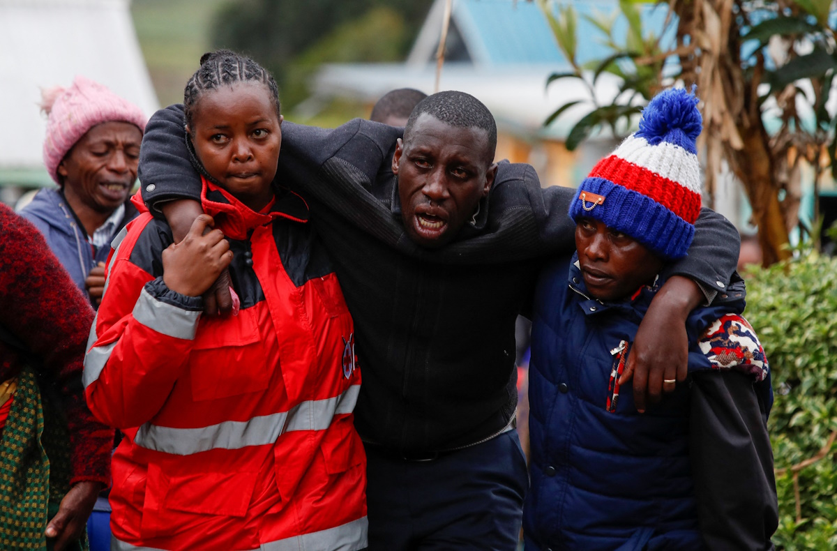 Parents of pupils who died during a fatal fire react at the Hillside Endarasha Academy, in Kieni, Nyeri County, Kenya, September 6, 2024. REUTERS