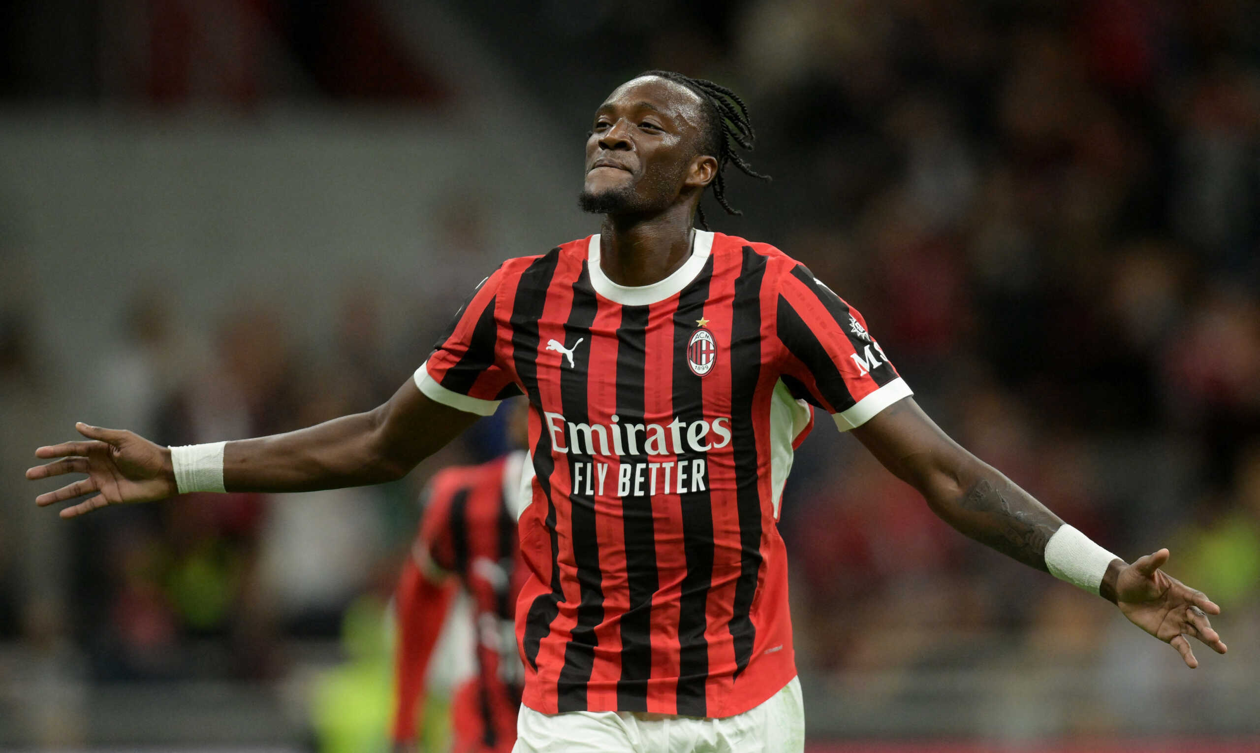 Soccer Football - Serie A - AC Milan v Venezia - San Siro, Milan, Italy - September 14, 2024 AC Milan's Tammy Abraham celebrates scoring their fourth goal REUTERS