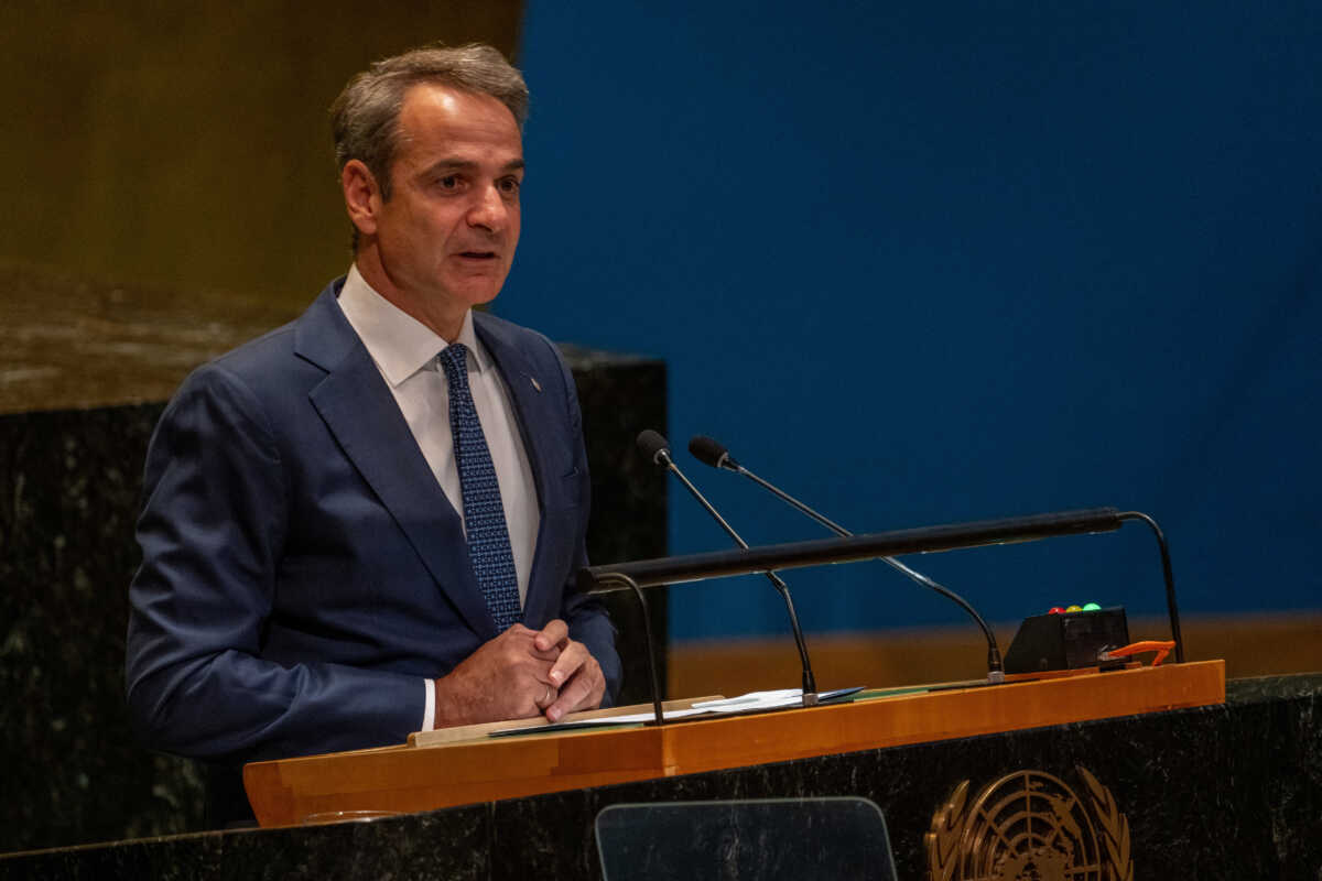 Greek Prime Minister Kyriakos Mitsotakis addresses the "Summit of the Future" in the General Assembly Hall at United Nations Headquarters in New York City, U.S., September 22, 2024. REUTERS