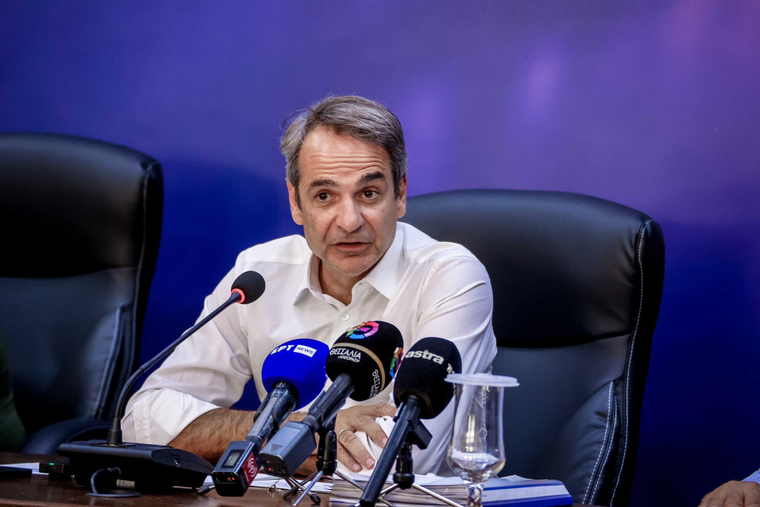 Ομιλία του Πρωθυπουργού Λυριάκου Μητσοτάκη στην εκδήλωση με τίτλο "Στρατηγικό σχέδιο για την ανασυγκρότηση της Θεσσαλίας - φράγματα, υποδομές και έργα υδρονομίας", στο Δημαρχείο Κιλελέρ Λάρισας, Δευτέρα 2 Σεπτεμβρίου 2024. Στην εκδήλωση παρουσιάστηκαν τα αντιπλημμυρικά έργα για τον θεσσαλικό κάμπο. Έργα, τα οποία αφορούν έργα υποδομών και υδρονομίας, τα φράγματα και τα αρδευτικά, τα οποία έχουν να κάνουν με τη διαχείριση του νερού αλλά και με την αντιπλημμυρική προστασία, που αποτελεί ένα μείζον ζήτημα για την περιοχή. 
(EUROKINISSI)