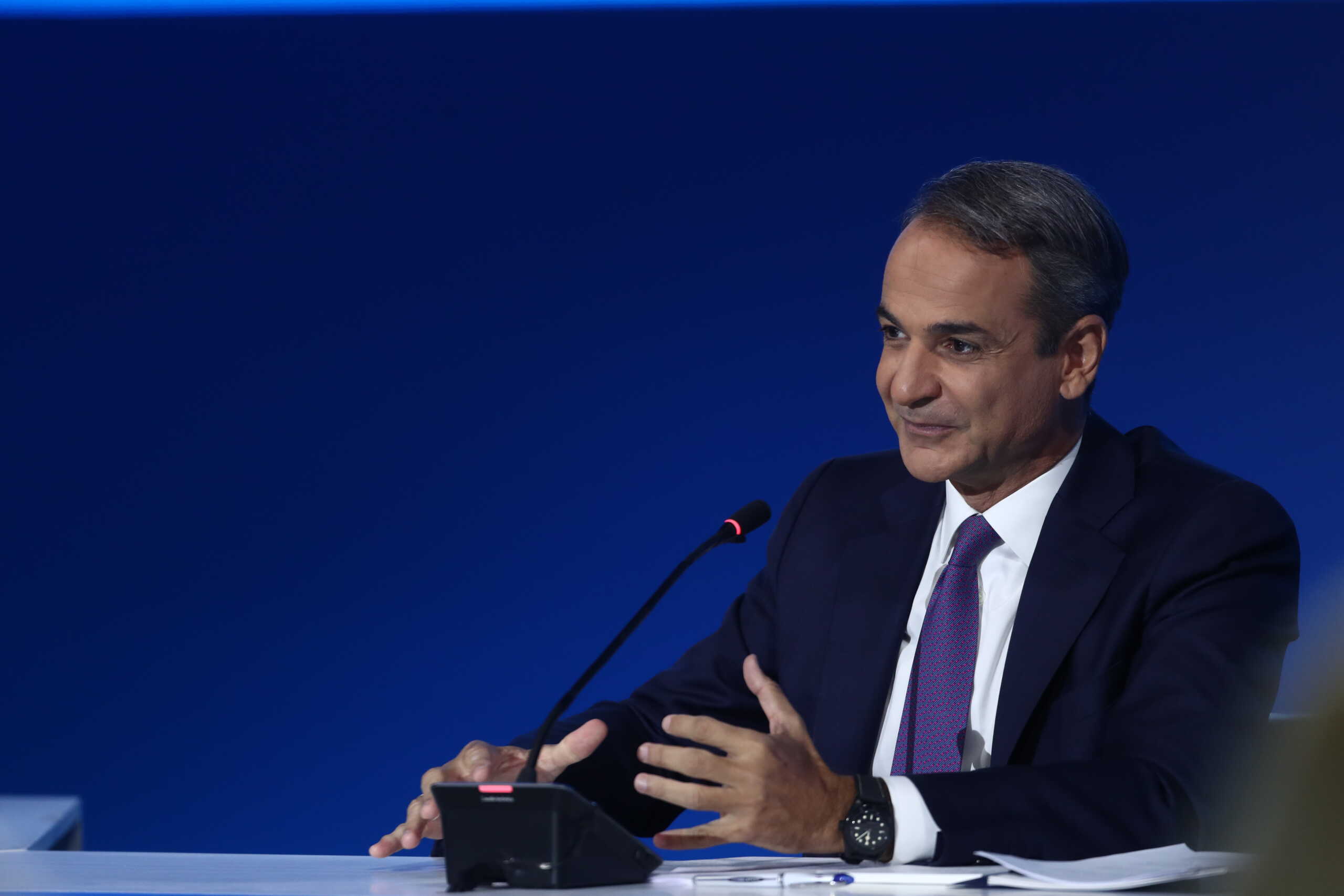 Συνέντευξη τύπου,  του Πρωθυπουργού Κυριάκου Μητσοτάκη στα πλαίσια της 88ης Διεθνούς Έκθεσης Θεσσαλονίκης στο "Βελλίδειο" Συνεδριακό Κέντρο, Κυριακή 8 Σεπτεμβρίου 2024. 
(ΒΑΣΙΛΗΣ ΒΕΡΒΕΡΙΔΗΣ