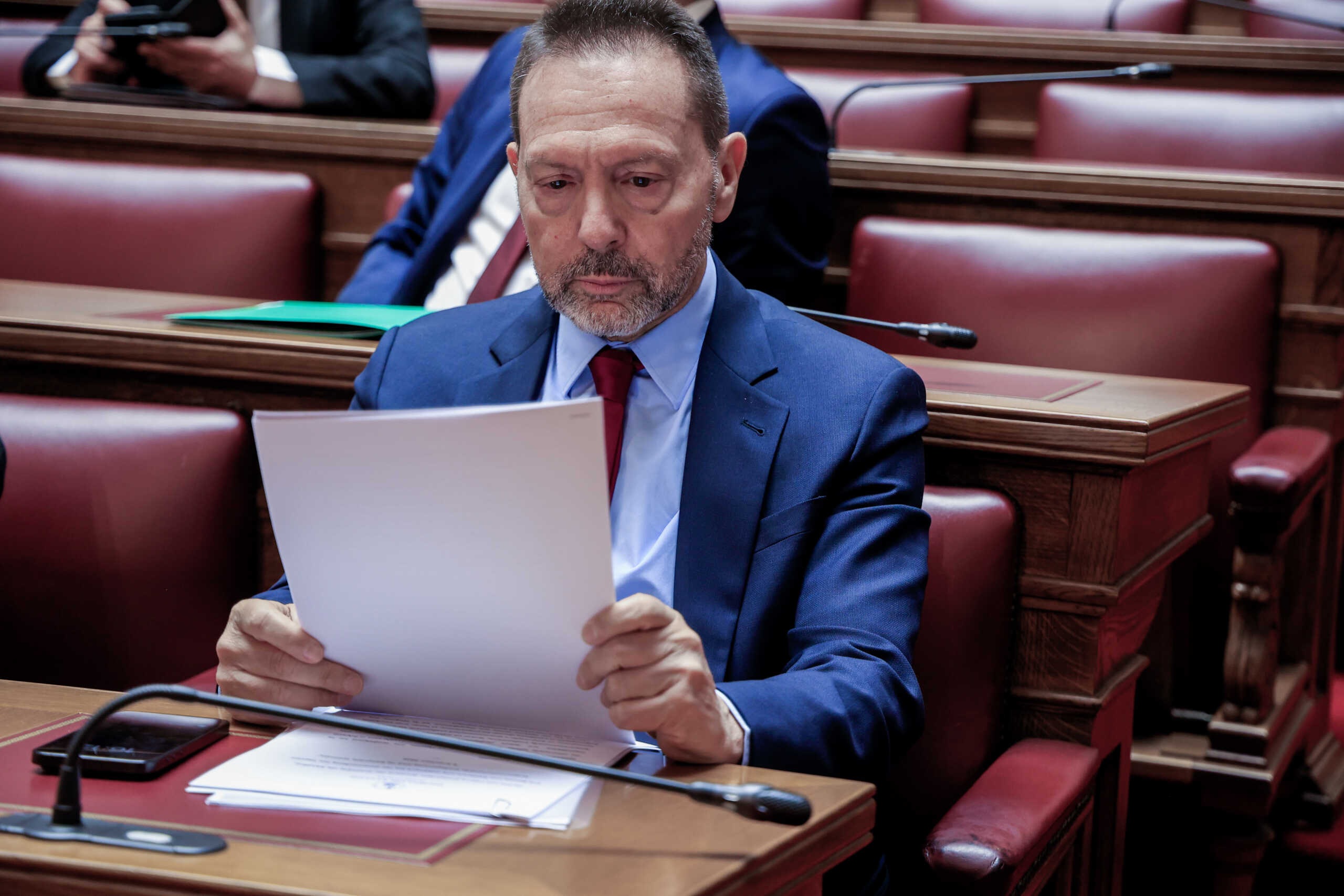 Ενημέρωση των μελών των Επιτροπών από τον υπουργό Εθνικής Οικονομίας και Οικονομικών, Κωνσταντίνο Χατζηδάκη, σχετικά με το Ταμείο Χρηματοπιστωτικής Σταθερότητας (ΤΧΣ), Δευτέρα 8 Απριλίου 2024. Στη συνεδρίαση συμμετείχαν, με σχετικές εισηγήσεις, ο Διοικητής της Τράπεζας της Ελλάδος, Ιωάννης Στουρνάρας και ο Διευθύνων Σύμβουλος του Ταμείου Χρηματοπιστωτικής Σταθερότητας, Ηλίας Ξηρουχάκης. 
(ΓΙΩΡΓΟΣ ΚΟΝΤΑΡΙΝΗΣ