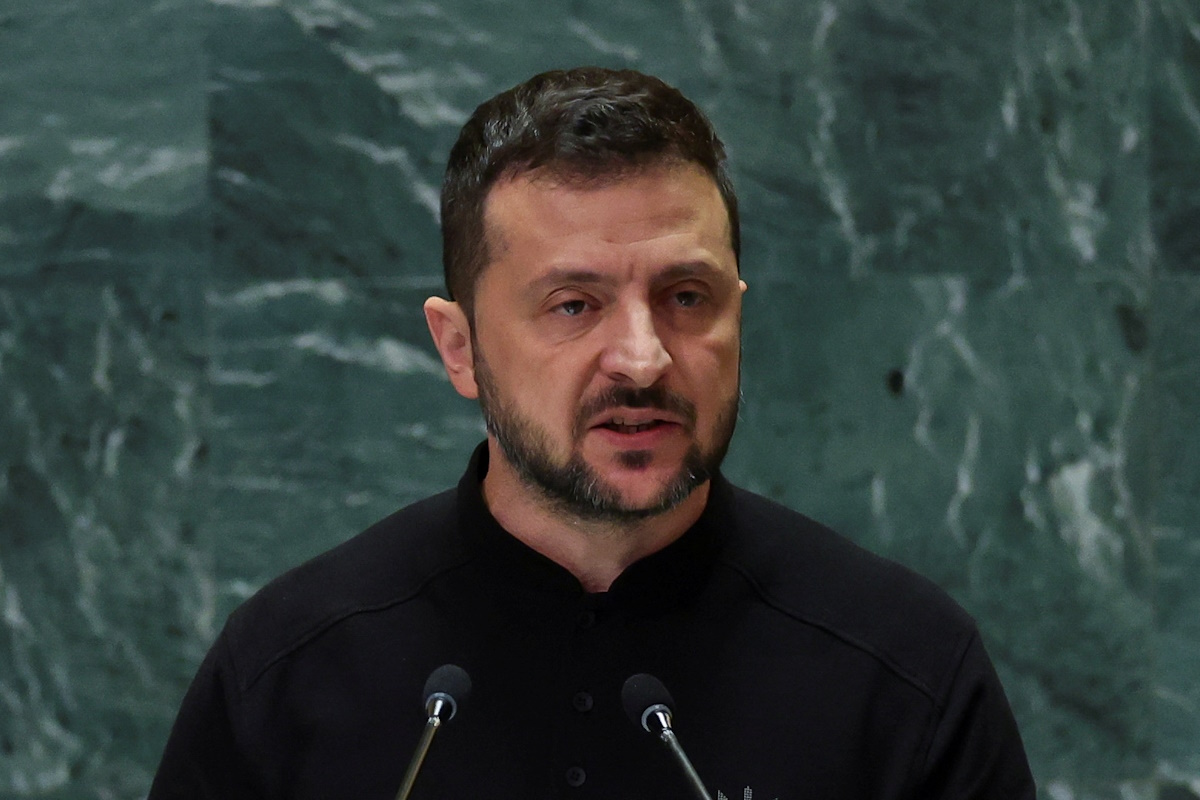 Ukraine's President Volodymyr Zelenskiy addresses the 79th United Nations General Assembly at U.N. headquarters in New York, U.S., September 25, 2024.  REUTERS