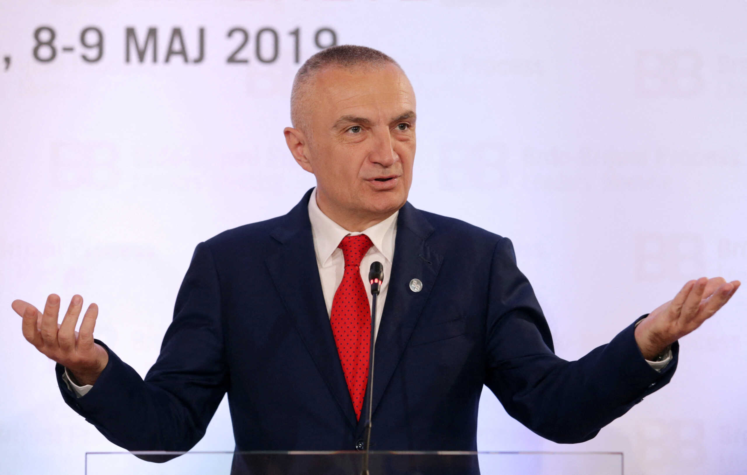 FILE PHOTO: President of Albania Ilir Meta speaks during a news conference after the Brdo-Brijuni Process Leaders' Meeting in Tirana, Albania May 9, 2019. REUTERS