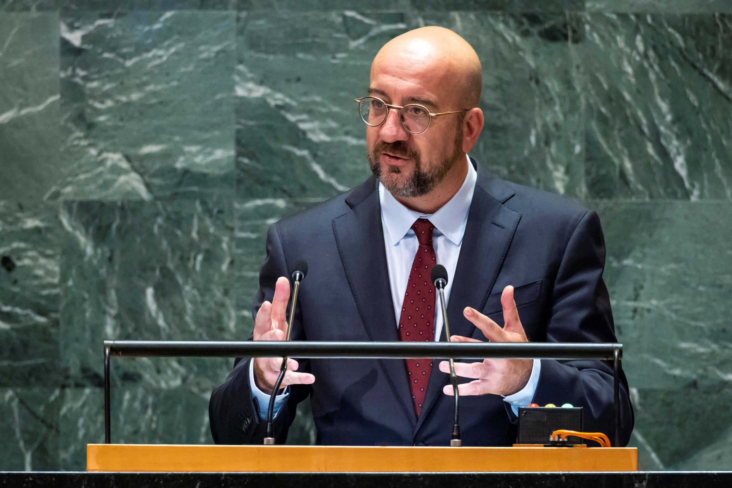 President of the European Council Charles Michel addresses the 79th United Nations General Assembly at U.N. headquarters in New York, U.S., September 26, 2024.  REUTERS