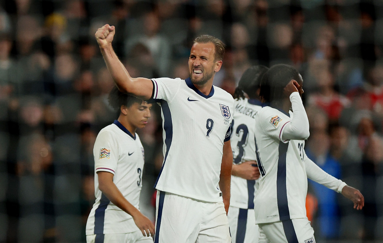 Soccer Football - Nations League - League B - Group 2 - England v Finland - Wembley Stadium, London, Britain - September 10, 2024 England's Harry Kane celebrates scoring their second goal Action Images via Reuters