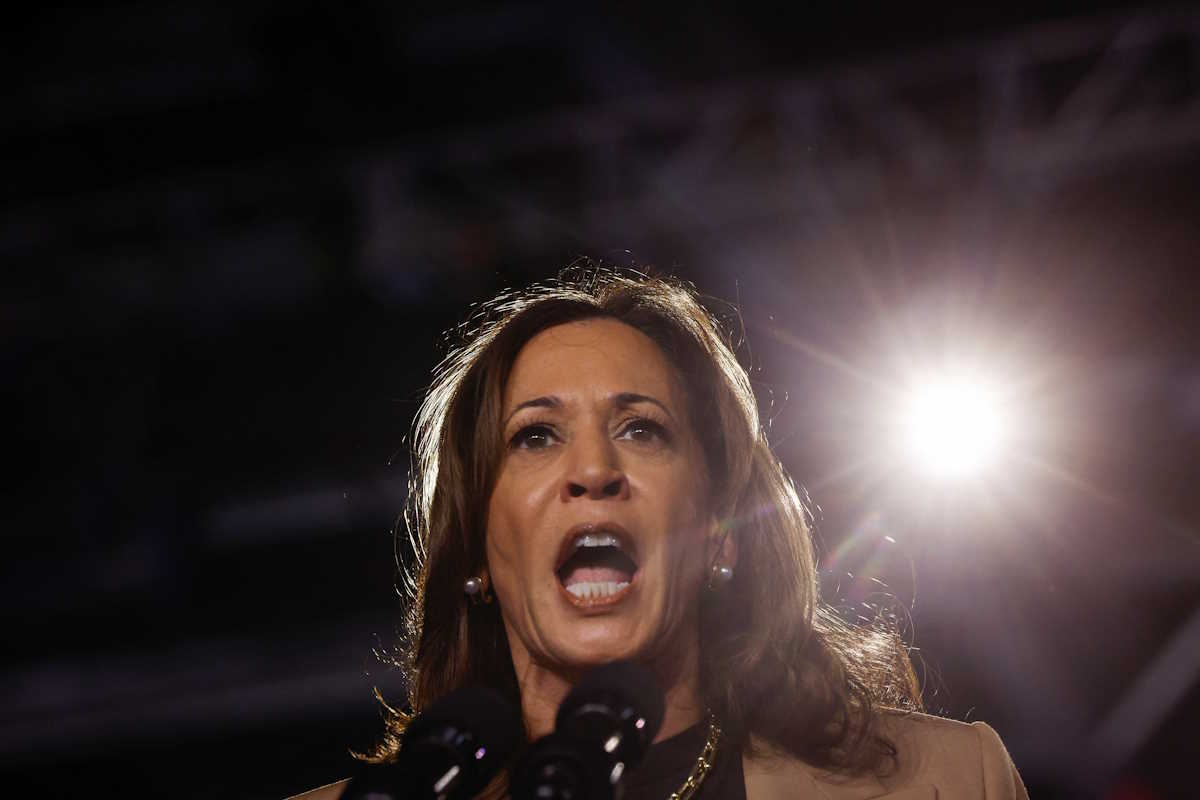 Democratic presidential nominee and U.S. Vice President Kamala Harris speaks during a campaign event at Rawhide Event Space, in Chandler, Arizona, U.S., October 10, 2024. REUTERS