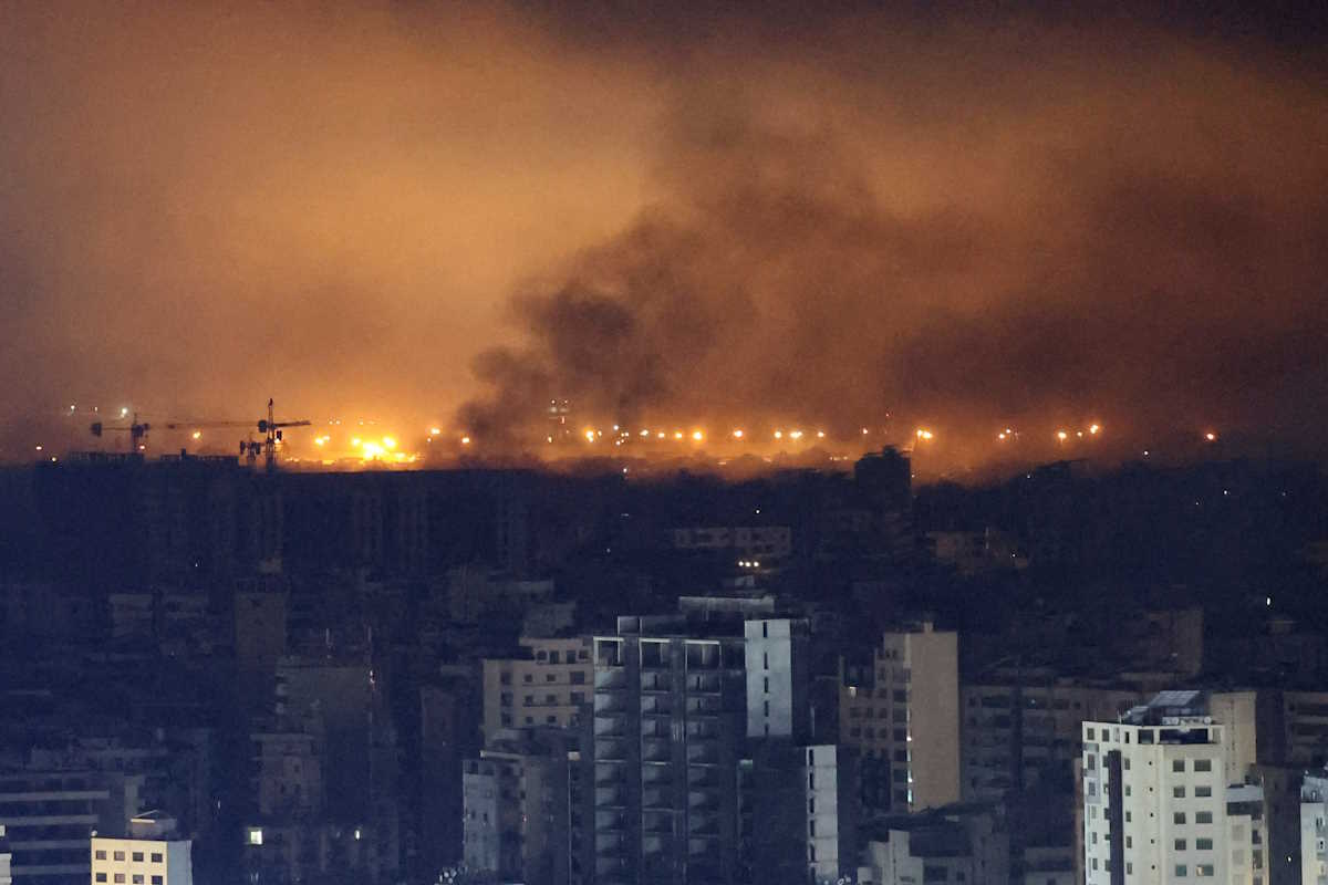 Smoke rises over Beirut's southern suburbs after a strike near Beirut-Rafic Hariri International Airport, amid the ongoing hostilities between Hezbollah and Israeli forces, as seen from Sin El Fil, Lebanon, October 4, 2024. REUTERS