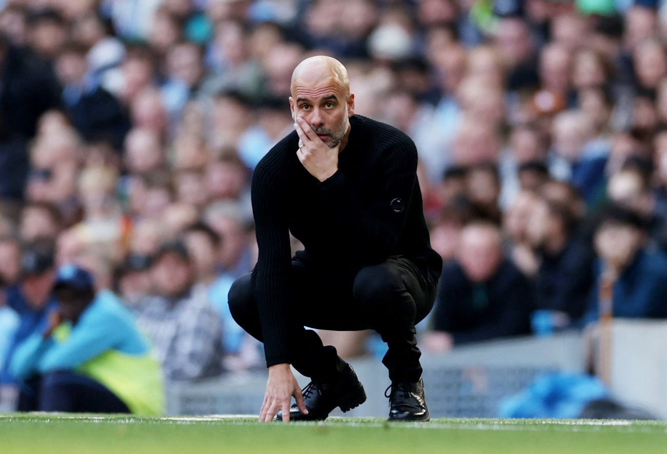 Soccer Football - Premier League - Manchester City v Fulham - Etihad Stadium, Manchester, Britain - October 5, 2024  Manchester City manager Pep Guardiola Action Images via Reuters