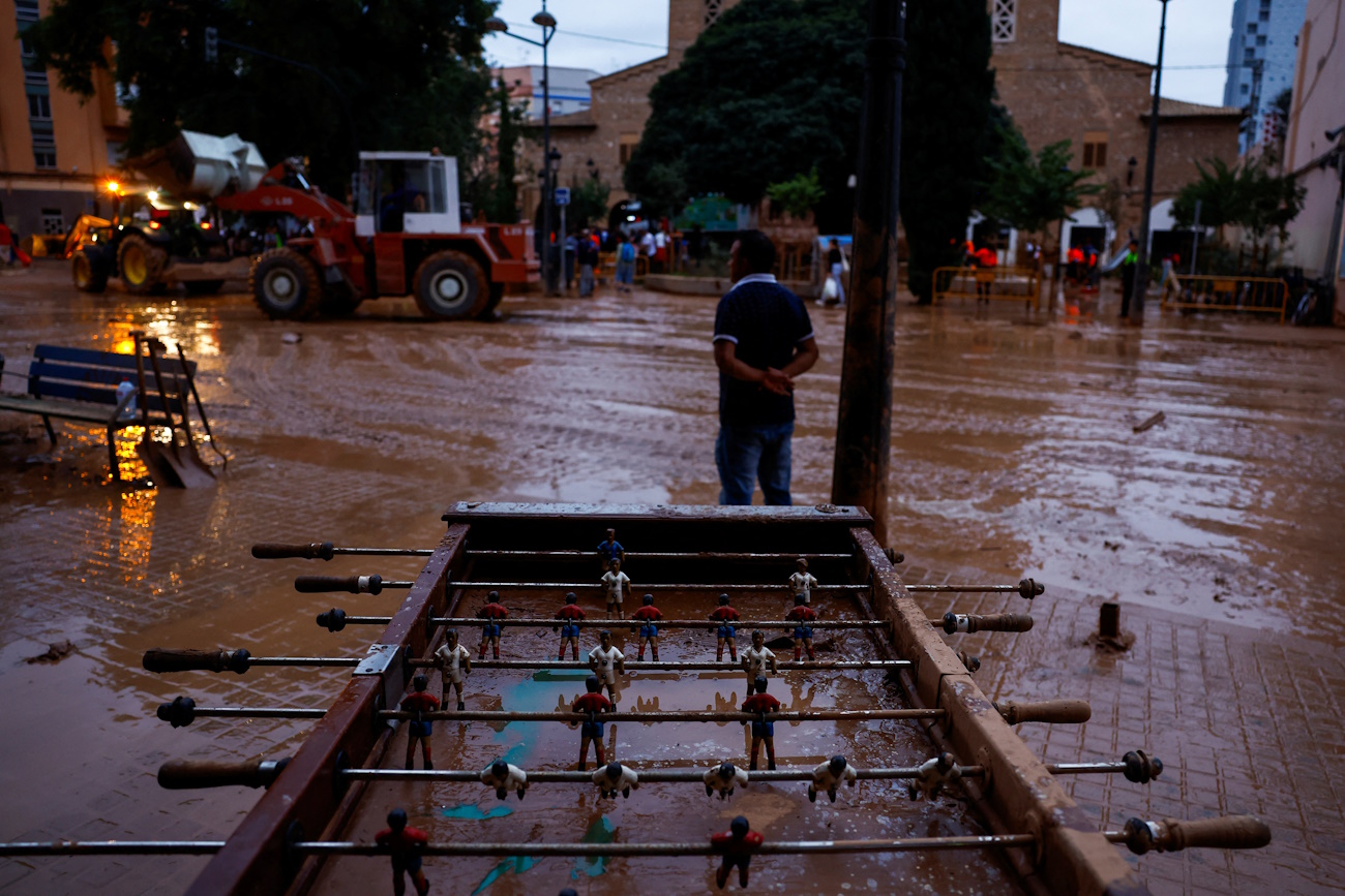 A view of a damaged foosball table, following floods, in La Torre neighbourhood in Sedavi, Valencia, Spain, October 31, 2024. REUTERS