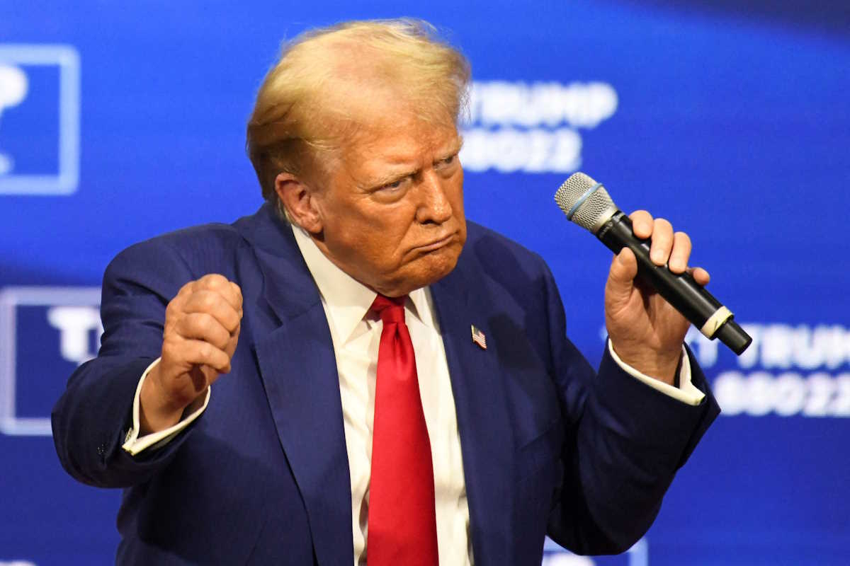 Republican presidential nominee former U.S. President Donald Trump dances during a town hall campaign event in Oaks, Pennsylvania, U.S., October 14, 2024.  REUTERS