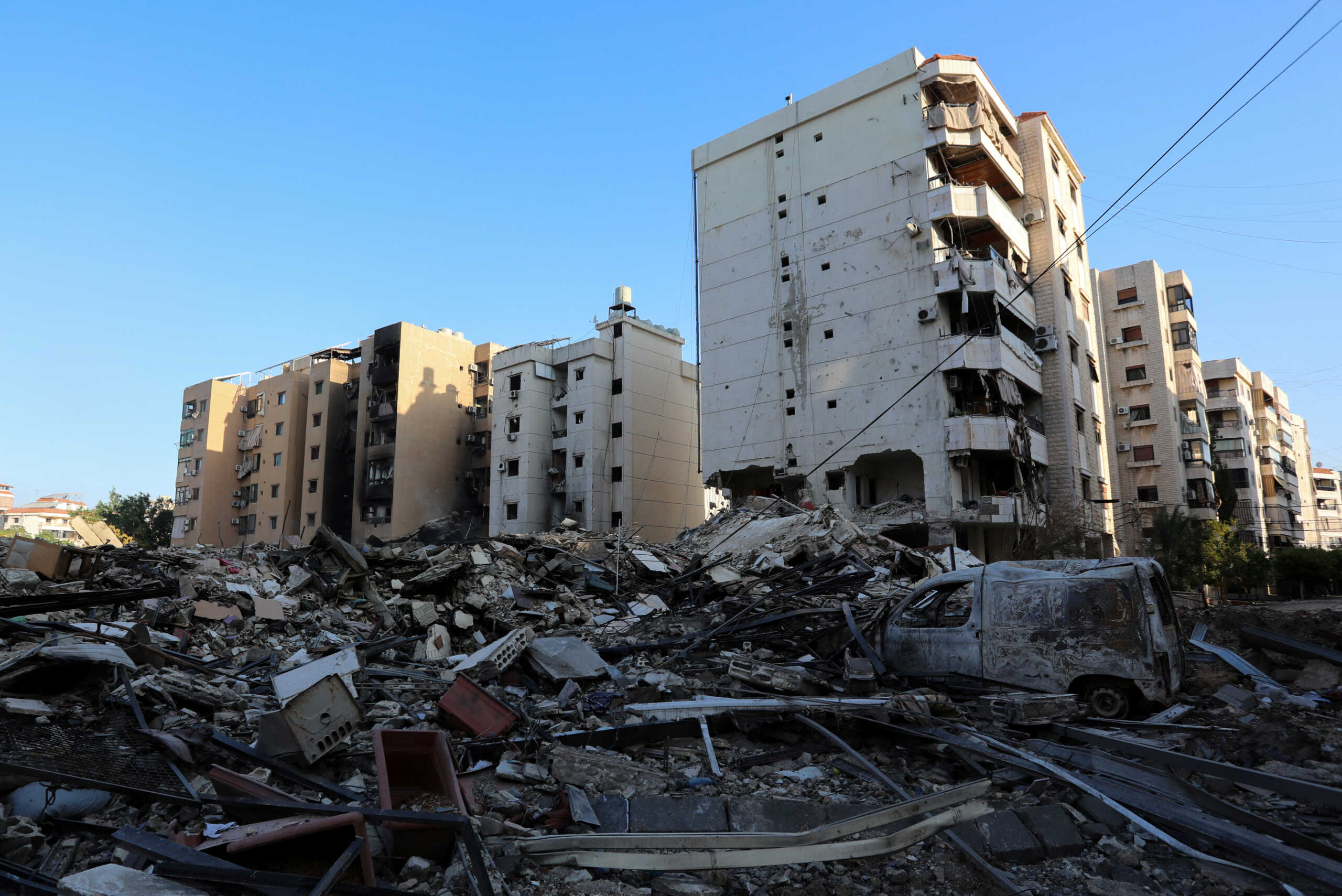 A view shows a damaged site in the aftermath of Israeli strikes on Beirut's southern suburbs, amid the ongoing hostilities between Hezbollah and Israeli forces, in Lebanon, October 8, 2024. REUTERS