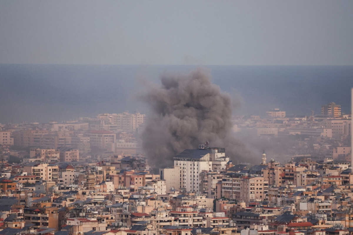 Smoke billows over Beirut's southern suburbs after an Israeli strike, amid the ongoing hostilities between Hezbollah and Israeli forces, as seen from Hadath, Lebanon October 20, 2024. REUTERS