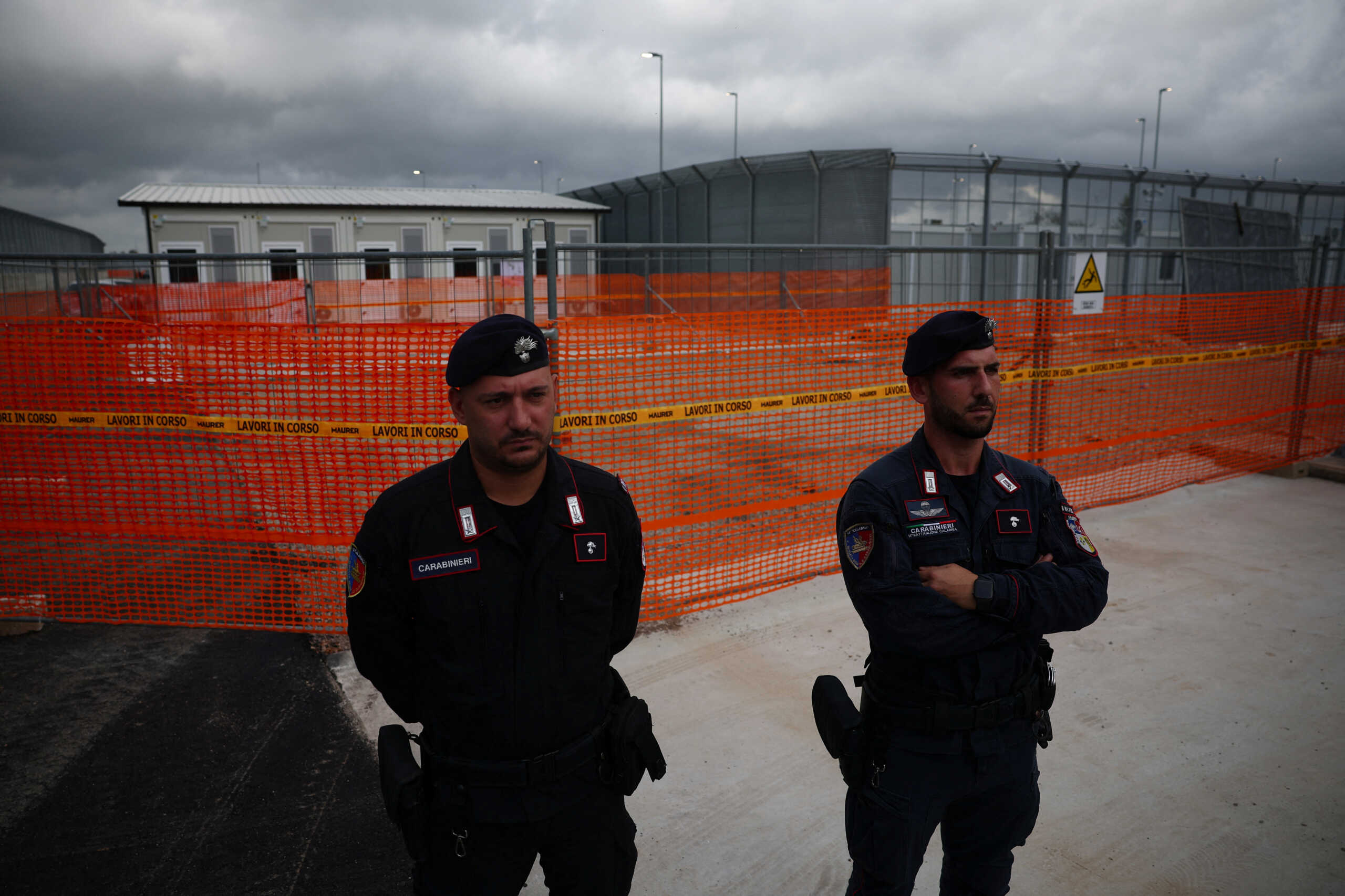 Members of Italian Carabinieri are seen at a camp for illegal migrants in Gjader, Albania October 11, 2024. REUTERS