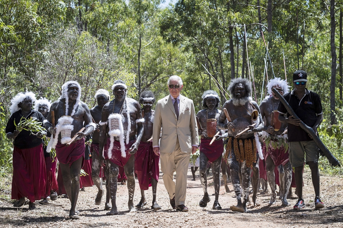 epa10610062 (FILE) - Britain's Charles, the Prince of Wales (C), arrives for a Welcome to Country Ceremony (Rirratjingu Bunggu) at Mt Nhulun in Gove, Arnhem Land, Northern Territory, Australia, 09 April 2018 (reissued 05 May 2023). Britain's King Charles III's Coronation will take place at Westminster Abbey in London on 06 May 2023.  EPA