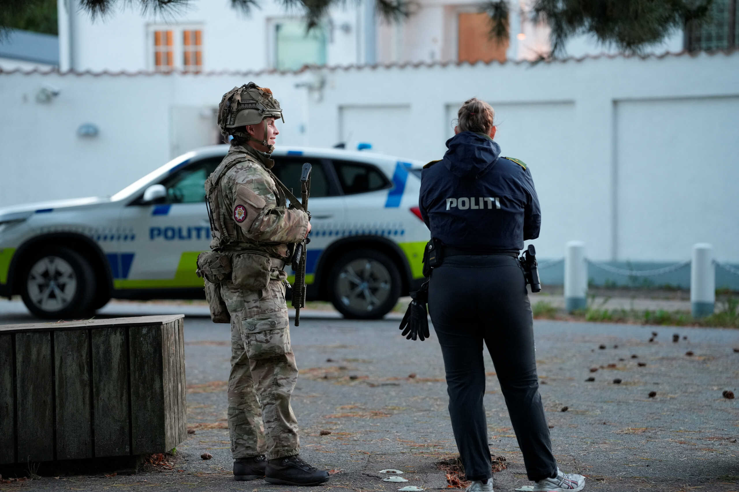 Police officers investigate two blasts near the Israeli embassy in Copenhagen, Denmark,  October 2, 2024.  Ritzau Scanpix