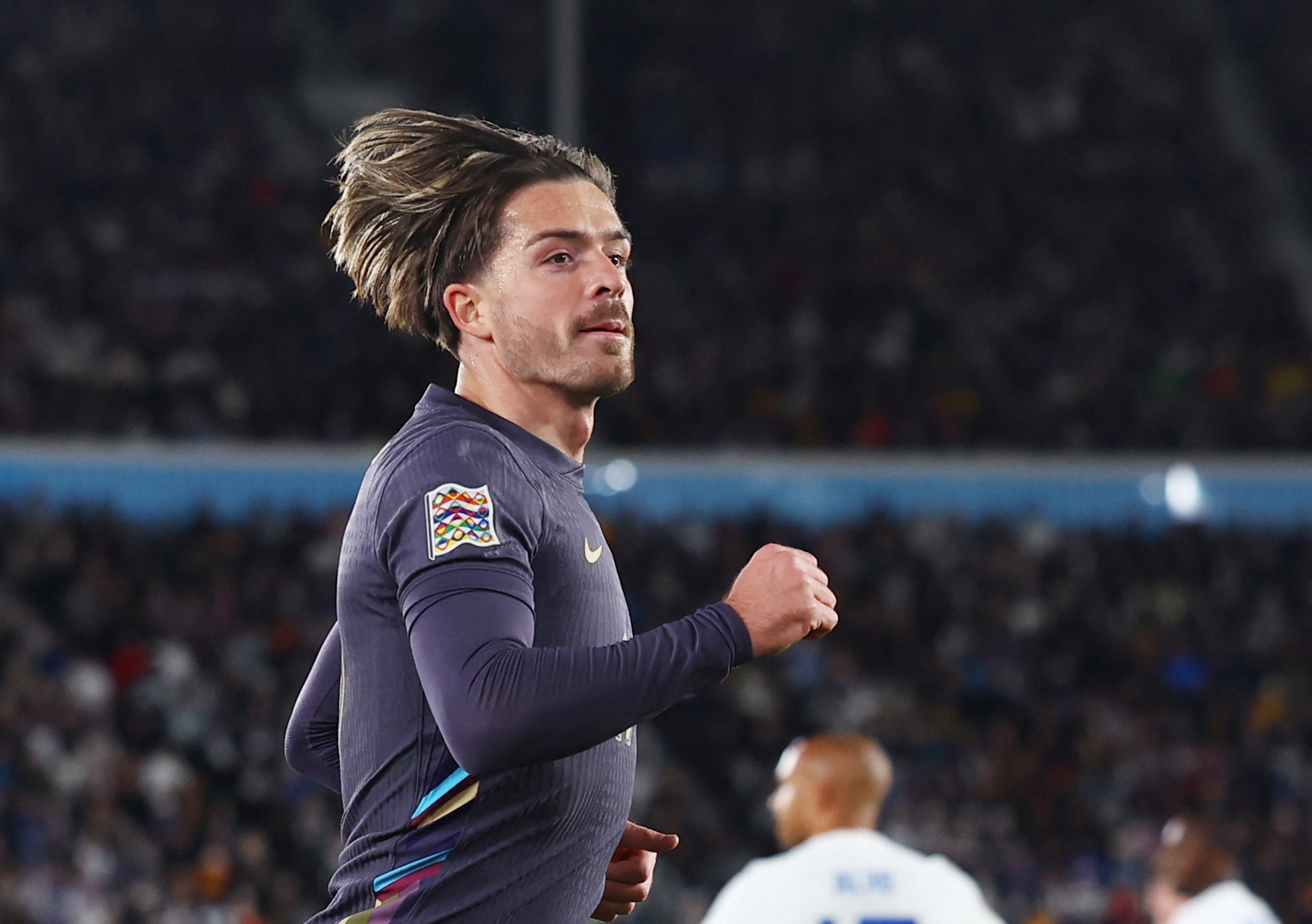 Soccer Football - UEFA Nations League - Group F - Finland v England - Helsinki Olympic Stadium, Helsinki, Finland - October 13, 2024 England's Jack Grealish celebrates scoring their first goal Action Images via Reuters
