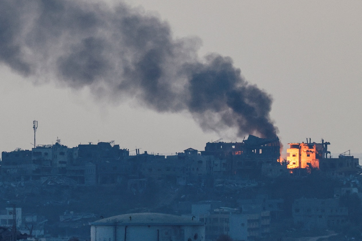 Smoke rises in northern Gaza, amid the ongoing conflict between Israel and Hamas, as seen from Israel, October 7, 2024. REUTERS