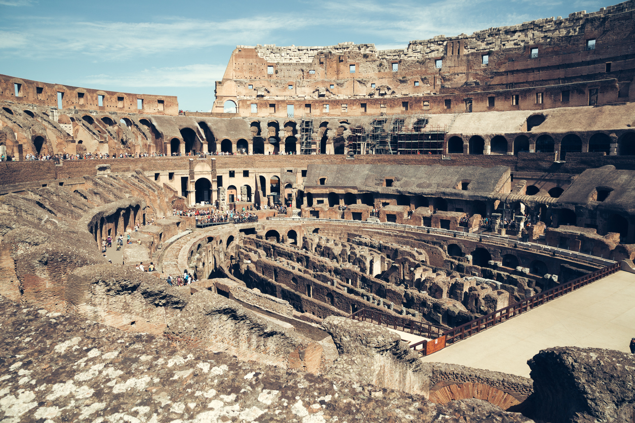 Colosseum ancient ruins in Rome, Italy
