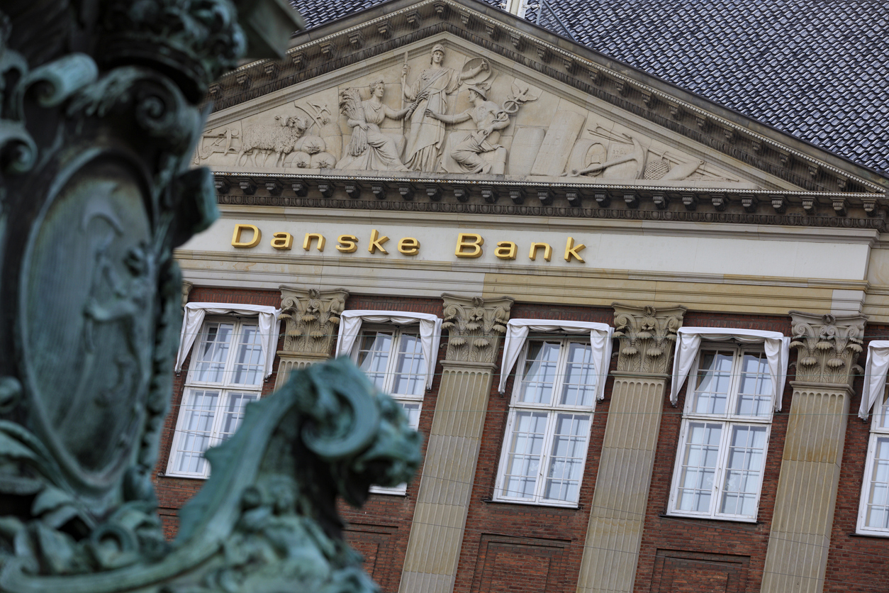 Copenhagen, Denmark - March 31, 2017: exterior of the Danske Bank in Copenhagen, the largest bank in Denmark