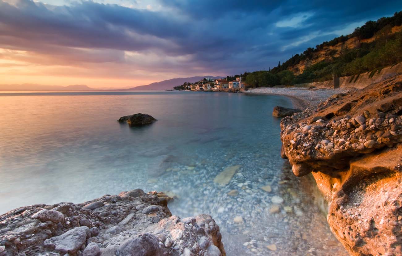 "This picture shows the beach and village of Akrogiali, near the city of Kalamata, southern Greece."