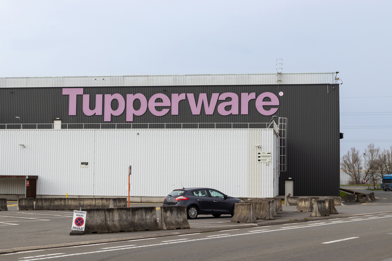Aalst, Belgium, 10 March 2024: View of the Tupperware factory in Aalst. The factory houses a design center for the well known household article brand, and is the main distribution center for Belgium.