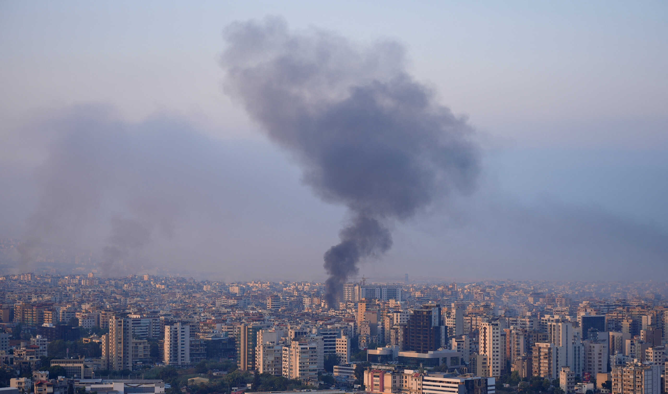 Smoke billows over Beirut's southern suburbs, amid the ongoing hostilities between Hezbollah and Israeli forces, as seen from Sin El Fil, Lebanon October 6, 2024. REUTERS