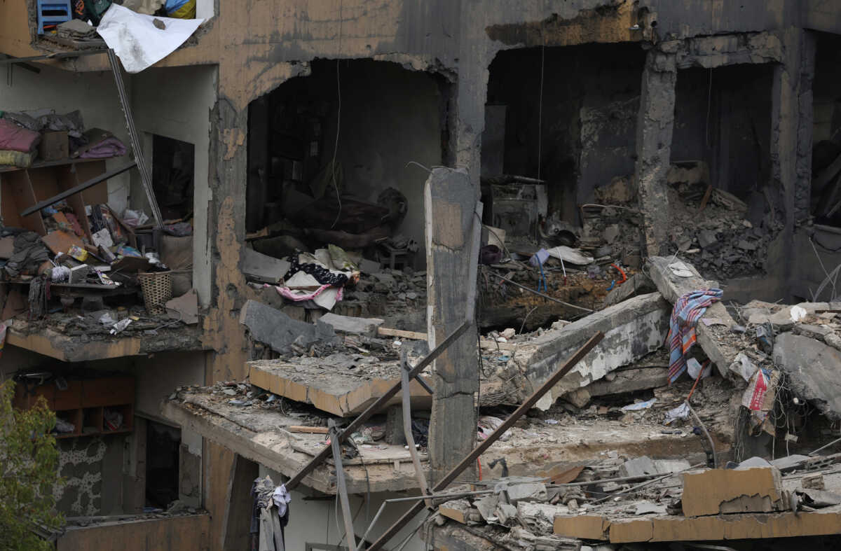 A view shows a damaged building, in the aftermath of Israeli strikes, amid the ongoing hostilities between Hezbollah and Israeli forces, in Qmatiyeh, Lebanon, October 7, 2024. REUTERS