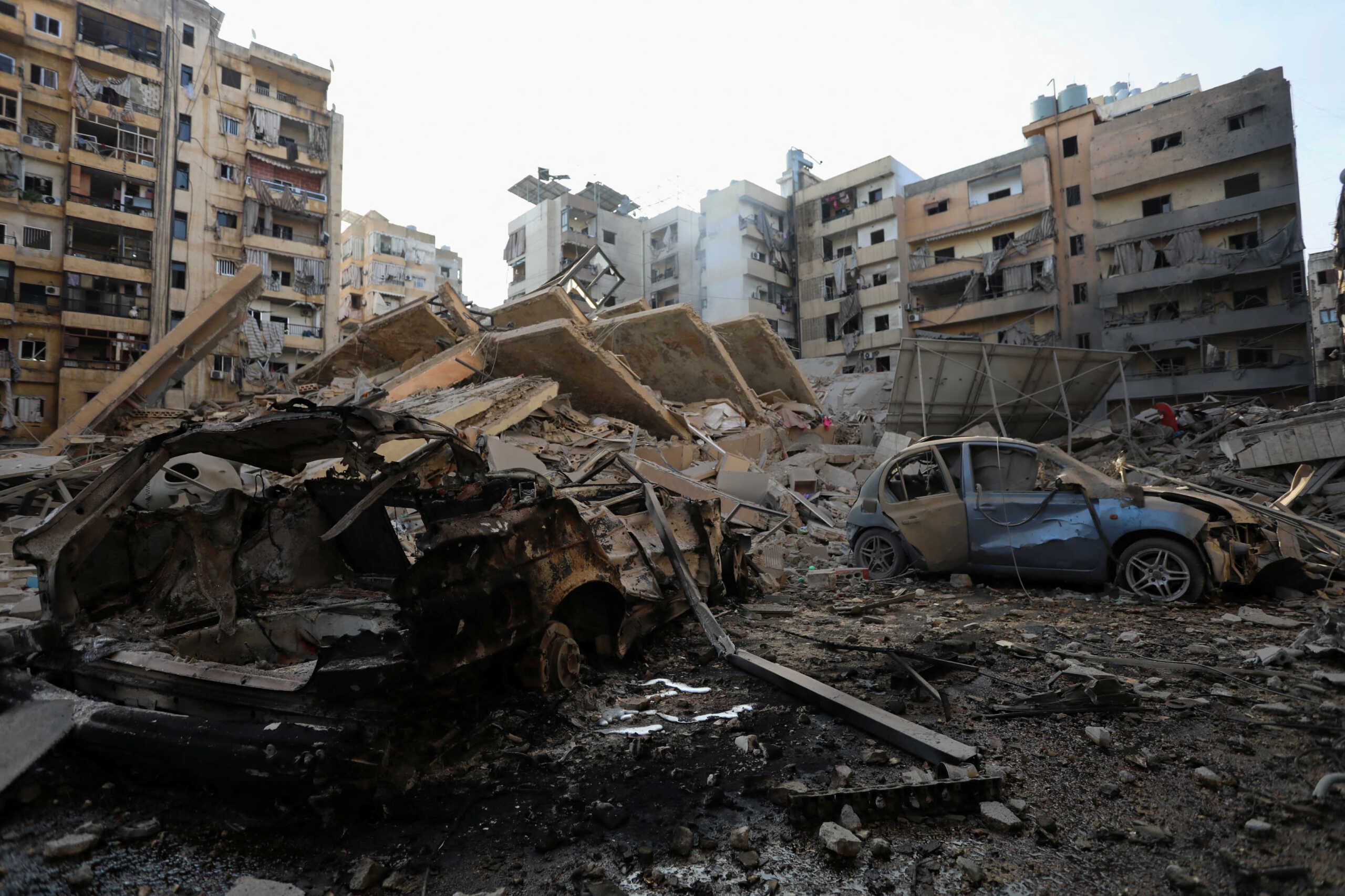 A view shows damaged buildings and vehicles in the aftermath of Israeli strikes on Beirut's southern suburbs, amid the ongoing hostilities between Hezbollah and Israeli forces, Lebanon, October 6, 2024. REUTERS