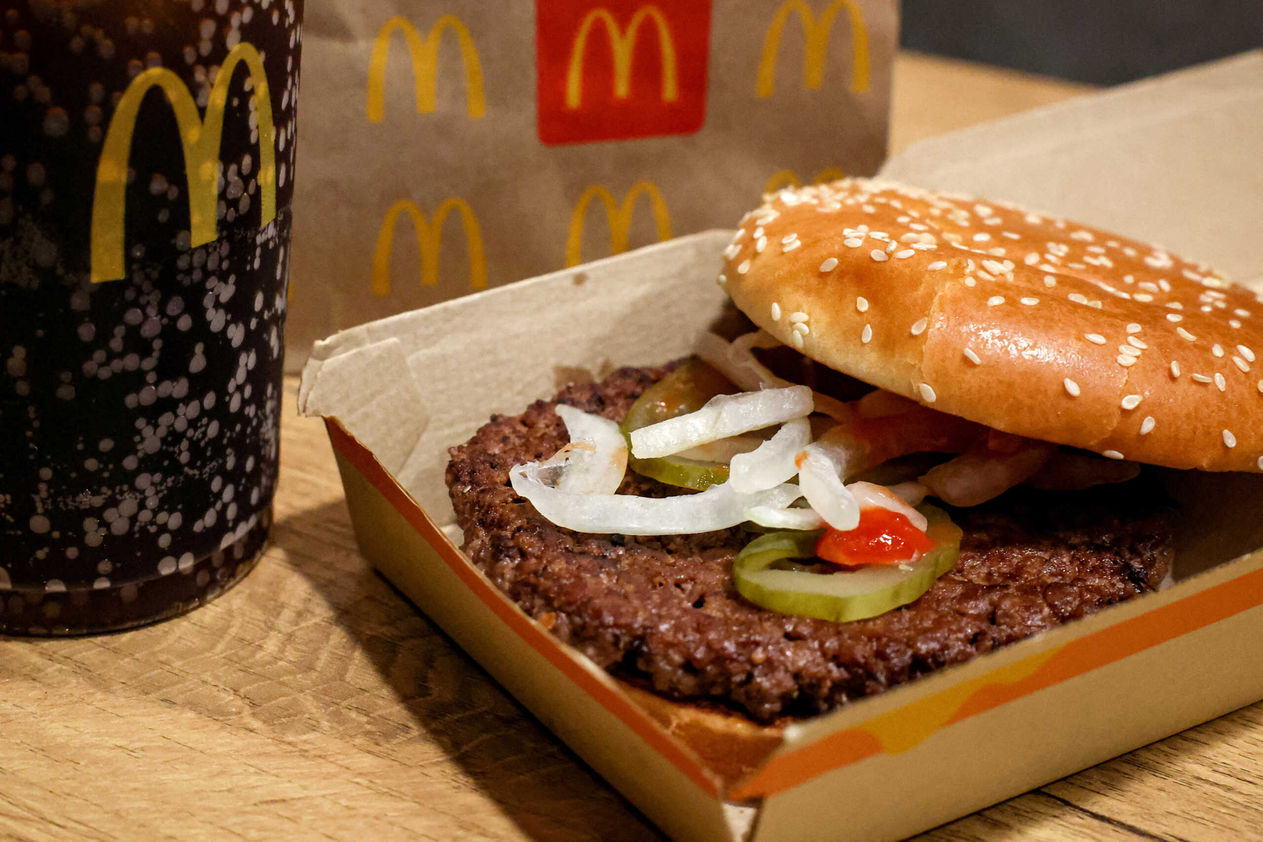A McDonald's Quarter Pounder hamburger and coke, are seen in an illustration picture taken in New York City, U.S., October 24, 2024.  REUTERS