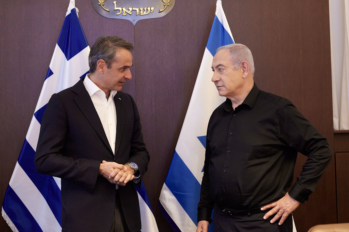Συνάντηση του πρωθυπουργού Κυριάκου Μητσοτάκη με τον Πρωθυπουργό του Ισραήλ Μπένζαμιν Νετανιάχου, Δευτέρα 23 Οκτωβρίου 2023. 
(ΔΗΜΗΤΡΗΣ ΠΑΠΑΜΗΤΣΟΣ