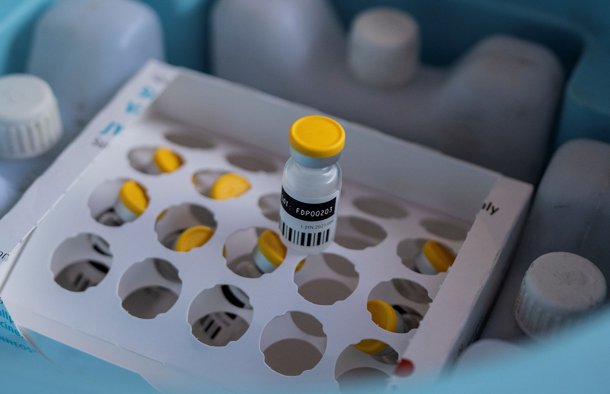 A mpox vaccine bottle stands in a package as Congolese health officials prepare to administer vaccinations, a key step in efforts to contain an outbreak that has spread from its epicentre, at a hospital in Goma, North Kivu province, Democratic Republic of Congo October 5, 2024. REUTERS