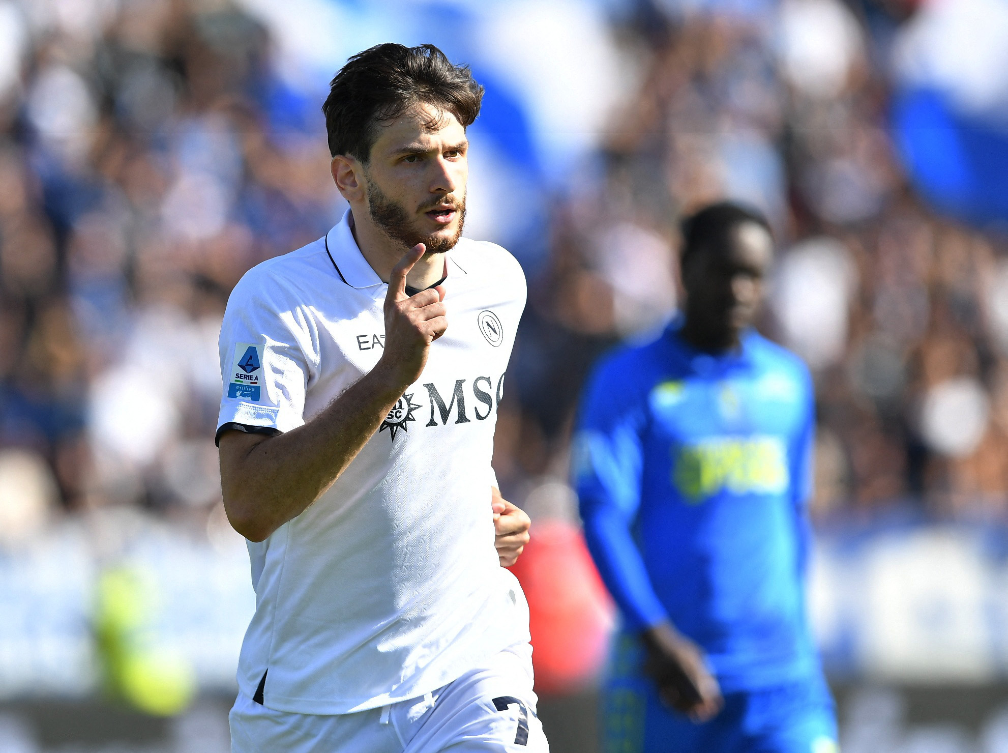Soccer Football - Serie A - Empoli v Napoli - Stadio Carlo Castellani, Empoli, Italy - October 20, 2024 Napoli's Khvicha Kvaratskhelia celebrates scoring their first goal REUTERS